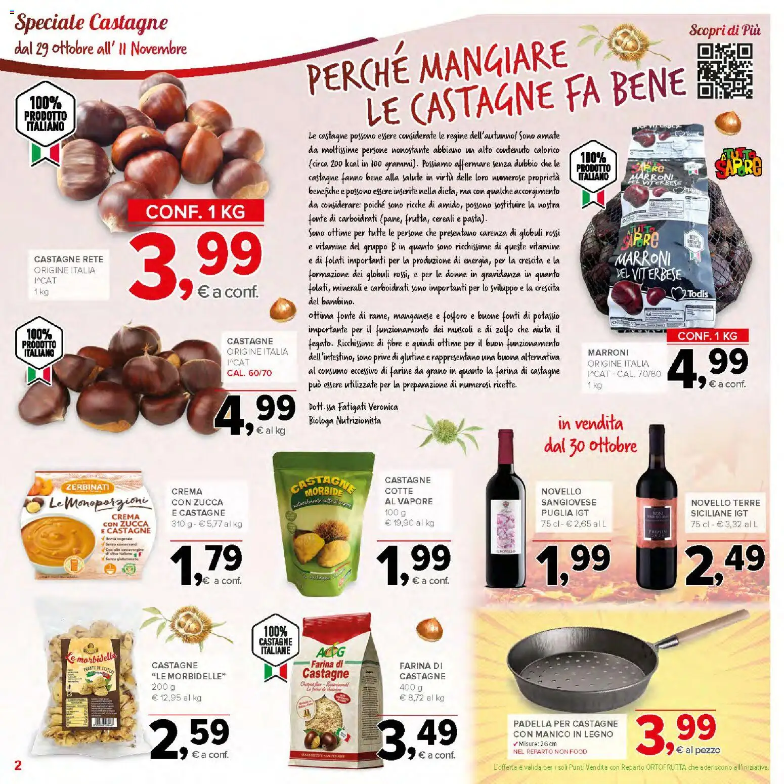 Volantino Todis del 29/10/2026 | Pagina: 2 | Prodotti: Crema, Cereali, Zucca, Padella