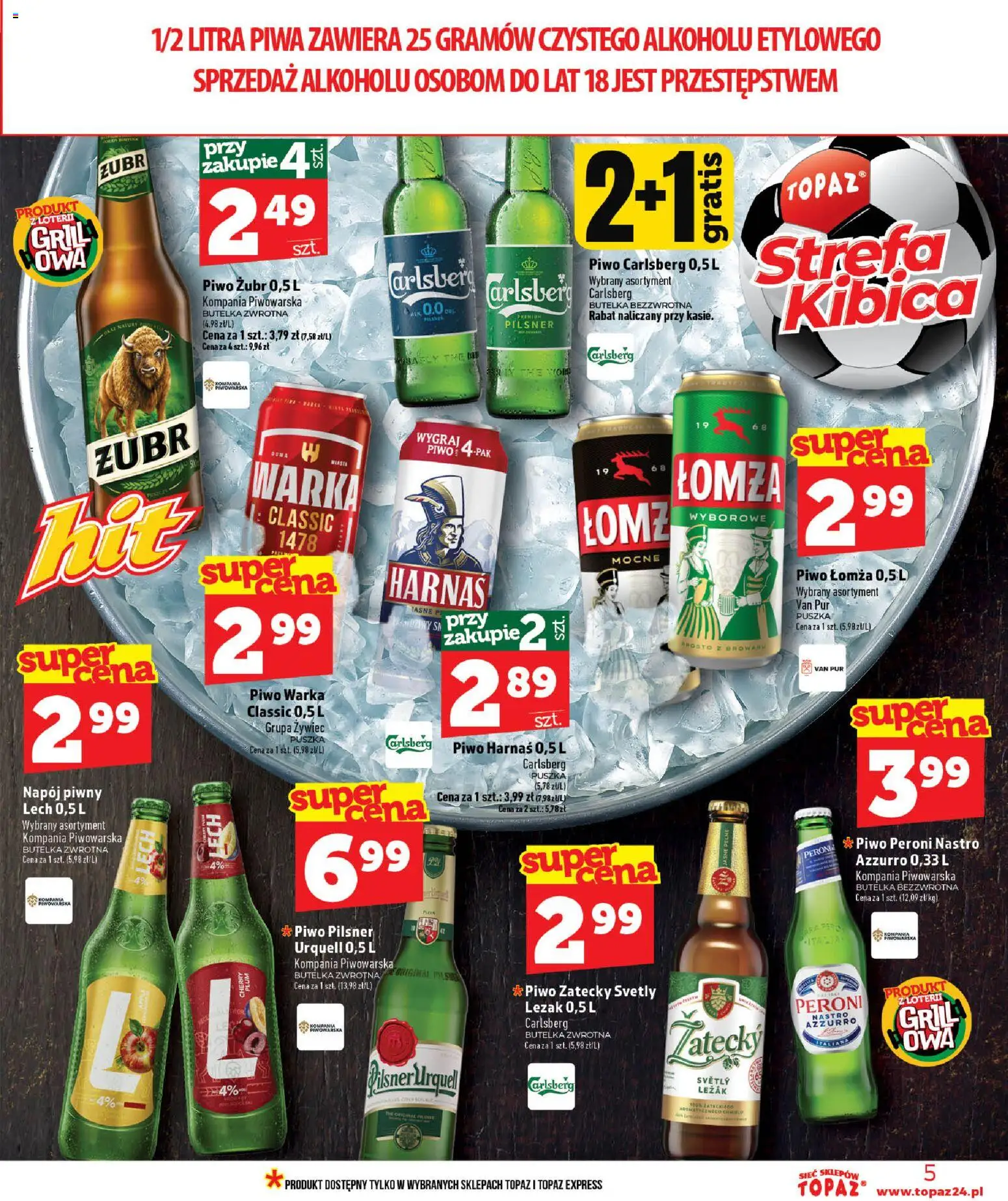 Topaz gazetka - MAZ od 11.06.2026 | Strona: 5 | Produkty: Piwo żubr, Warka, Harnaś, Piwo