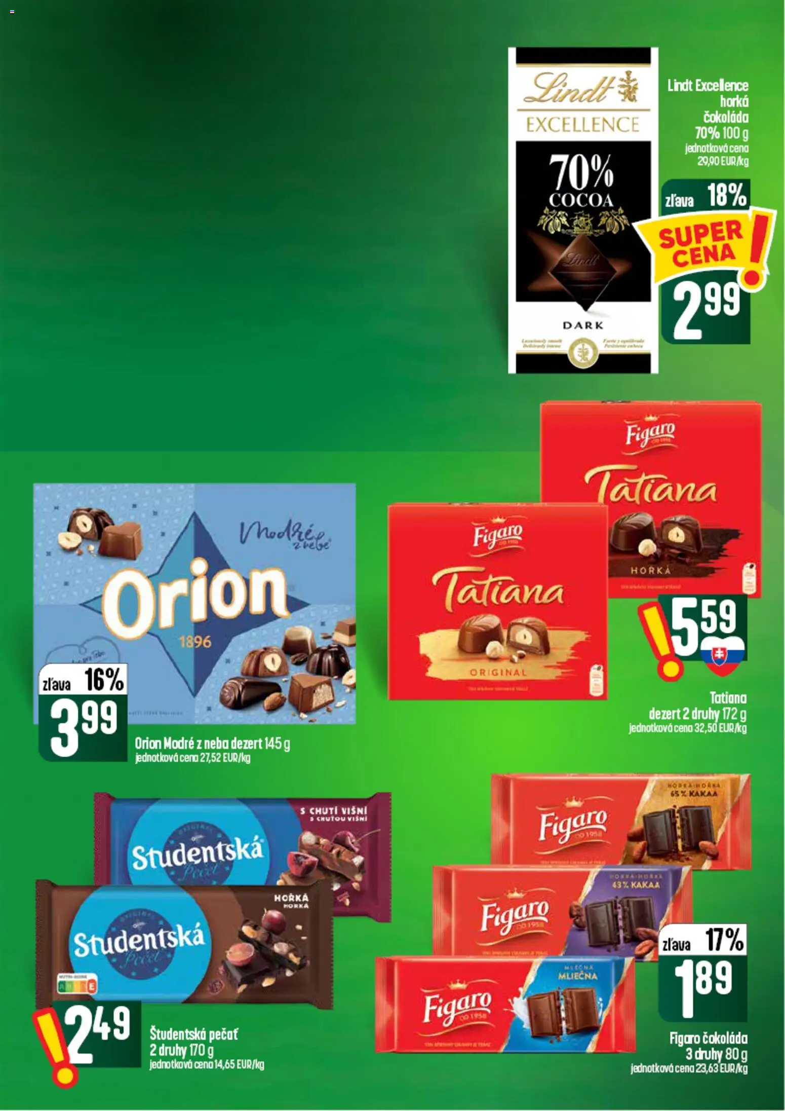 Nové COOP Jednota akcie – leták je platný od 03.09.2026 | Strana: 40 | Produkty: Lindt, Čokoláda, Študentská pečať, Dezert