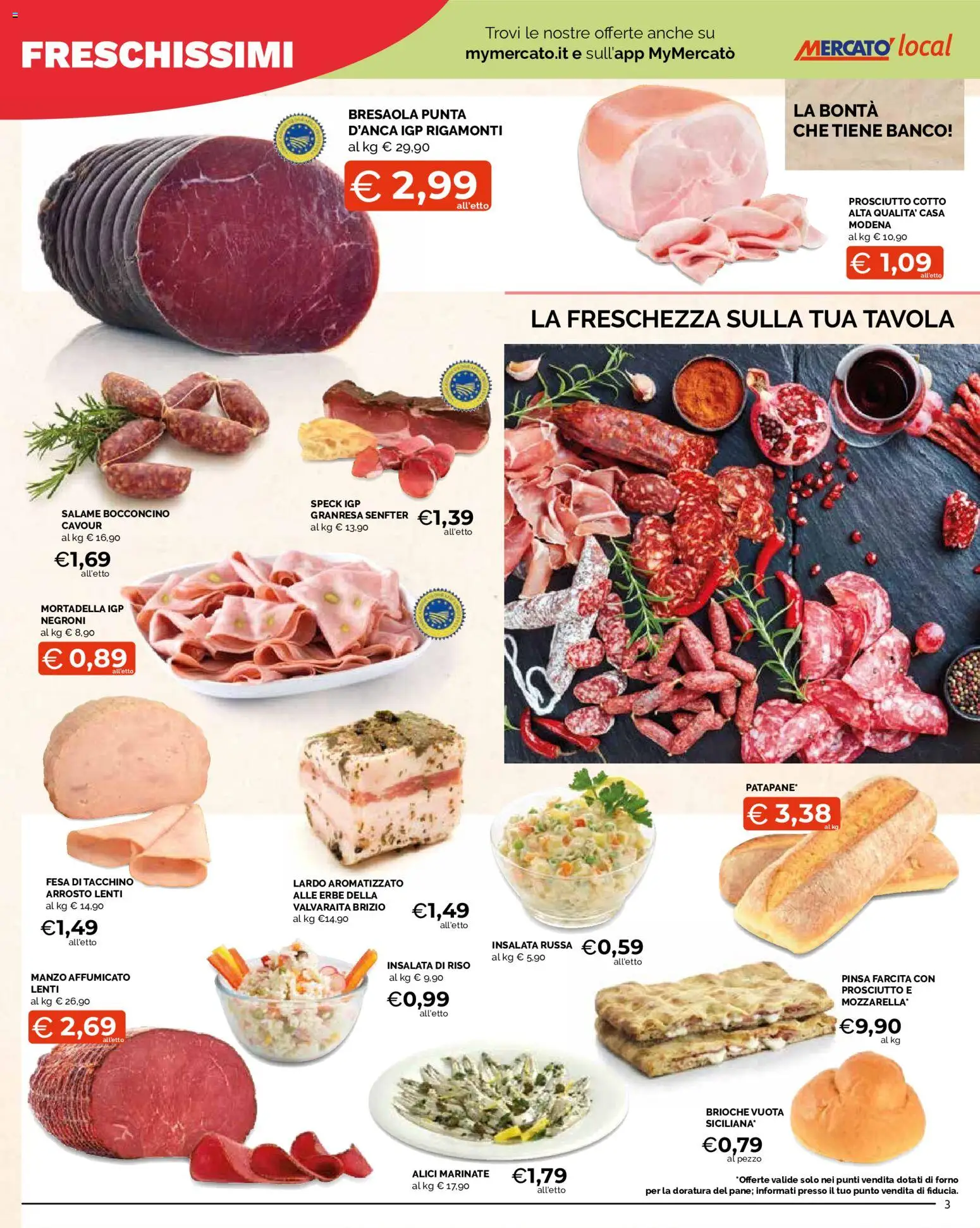 Volantino Mercatò del 27/07/2026 | Pagina: 3 | Prodotti: Speck, Arrosto, Salame, Mortadella