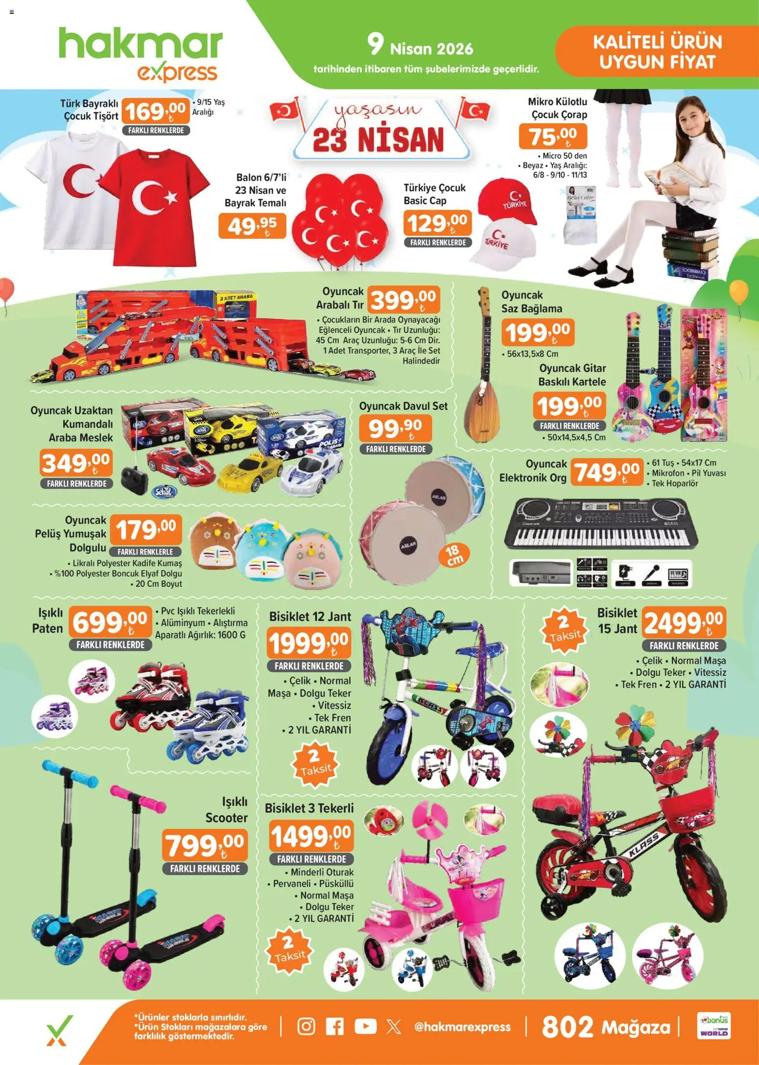 Hakmar Express - Perşembe Aktüel Ürünler - 09 Nisan 2026 tarihinden itibaren geçerlidir | Sayfa: 1 | Ürünler: Oyuncak, Pil, Tişört, Çorap