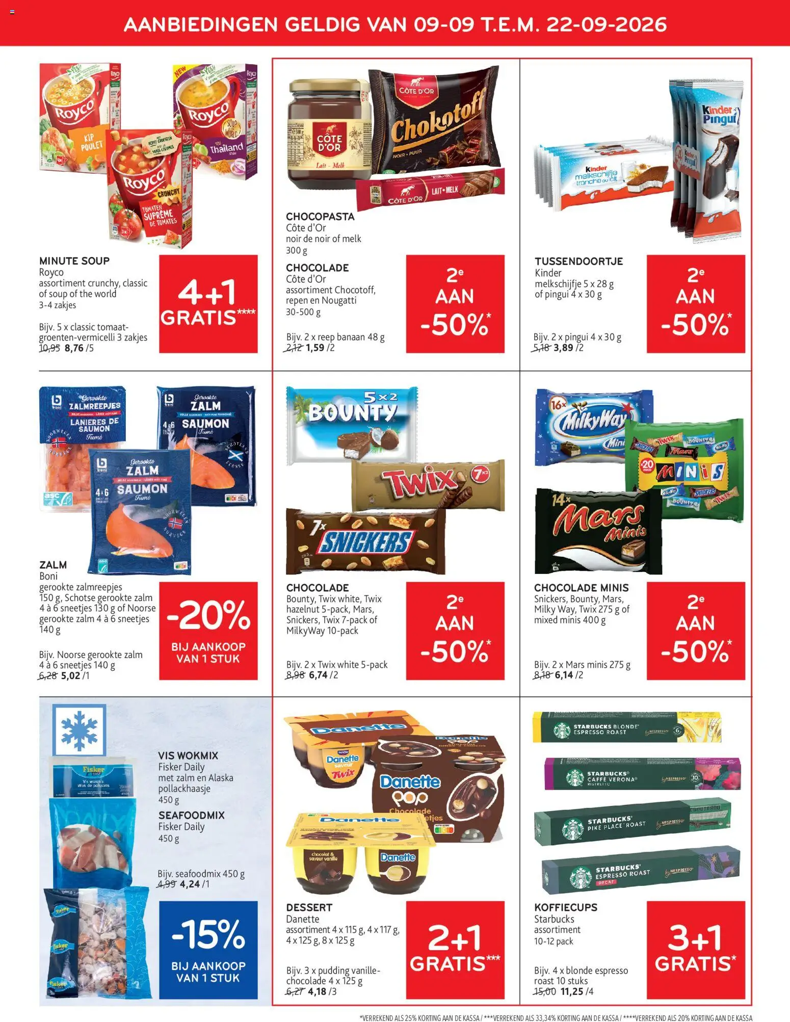 {H1} | Pagina: 9 | Producten: Chocopasta, Kinder, Gerookte zalm, Chocolade