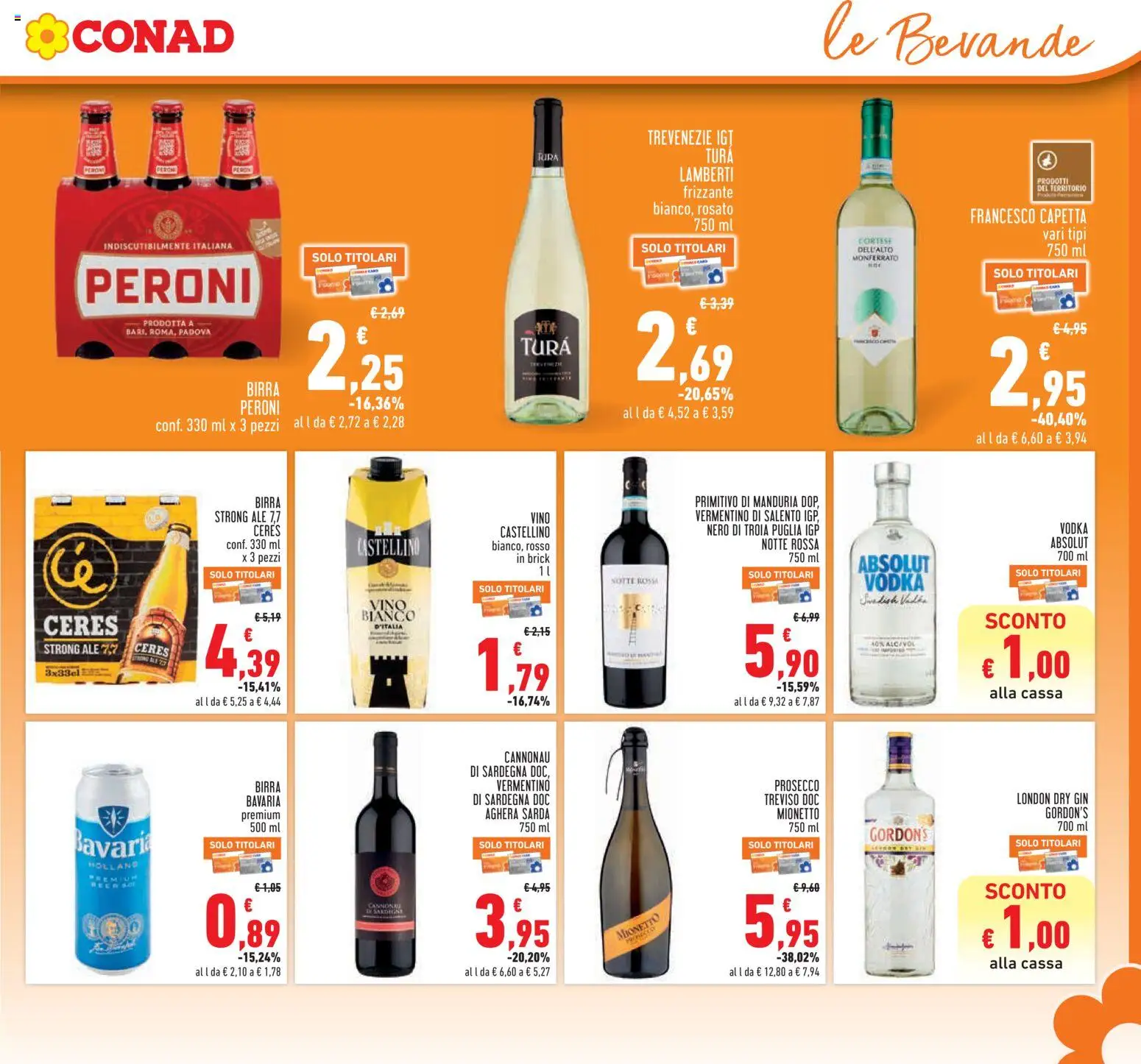 Volantino Conad del 04.06.2026 | Pagina: 19 | Prodotti: Gin, Vodka, Vino, Ceres