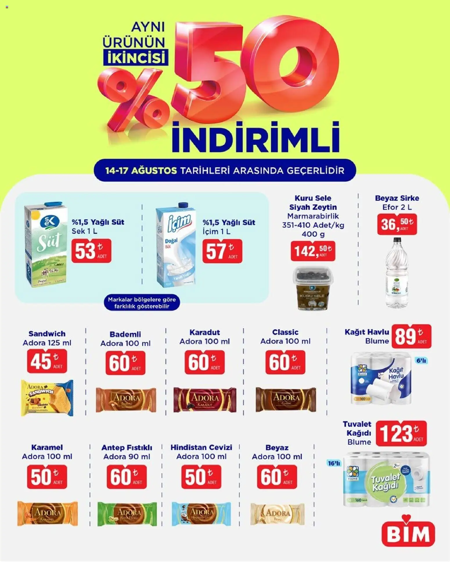 BİM Katalog - 14 Ağustos 2026 tarihinden itibaren geçerlidir | Sayfa: 5 | Ürünler: Tuvalet, Hindistan Cevizi, Sirke, Zeytin