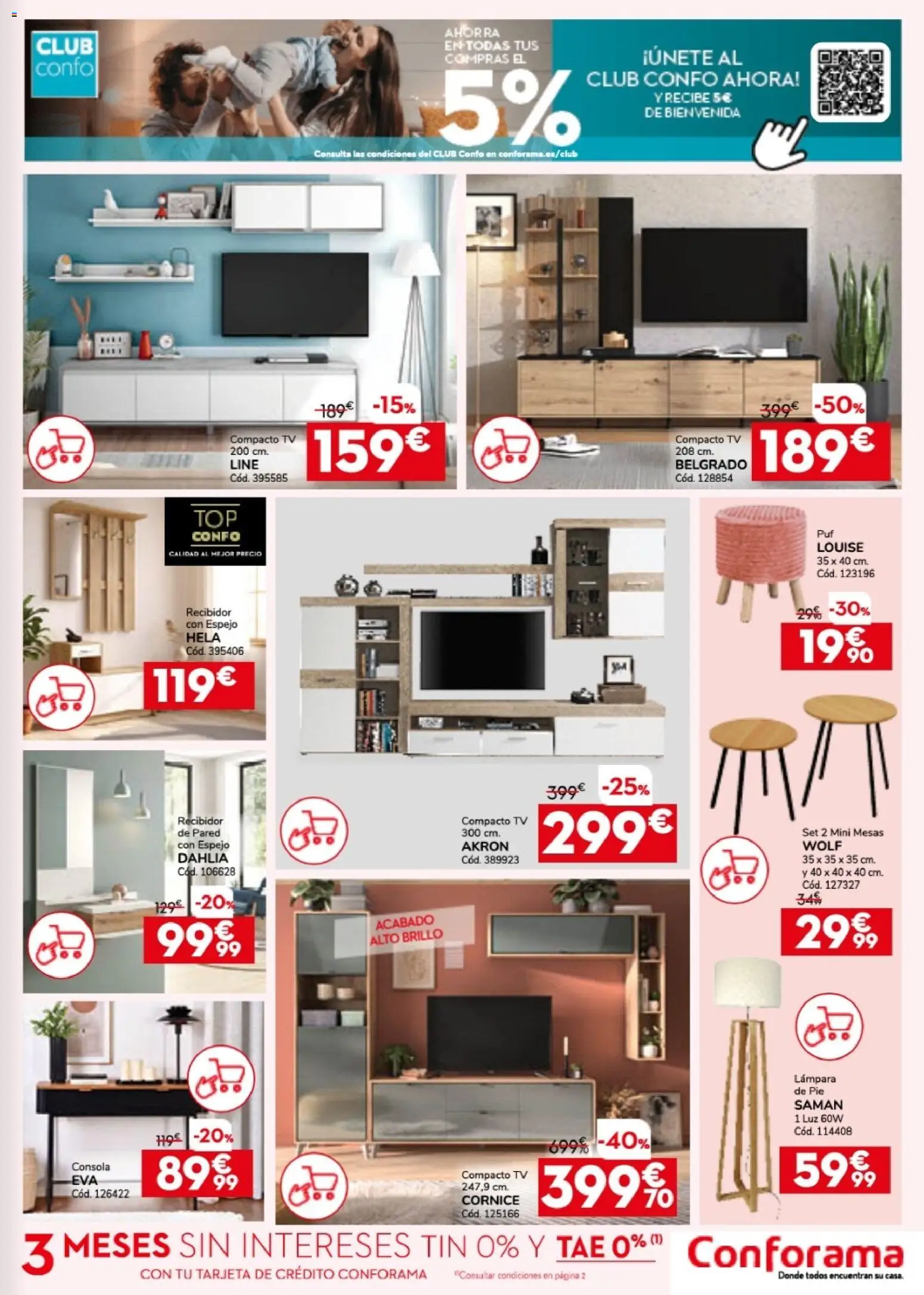 Conforama folleto │ válido desde el 26.03.2026 | Página: 3 | Productos: Consola, Lámpara de pie, Espejo, Lámpara