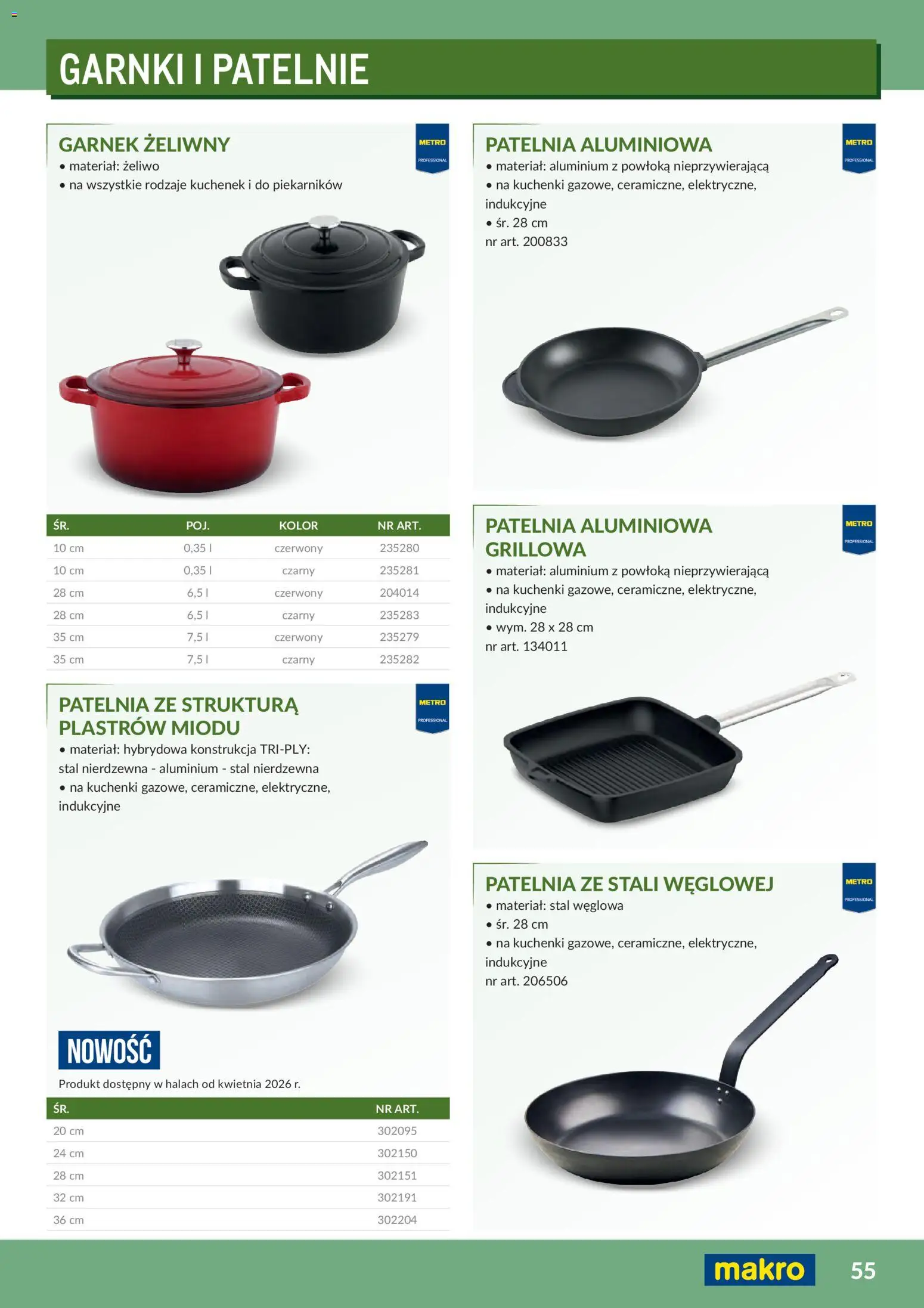 Makro Gazetka - Profesjonalna Gastronomia od 01.02.2026 | Strona: 55 | Produkty: Garnek żeliwny, Garnek, Garnki, Patelnia