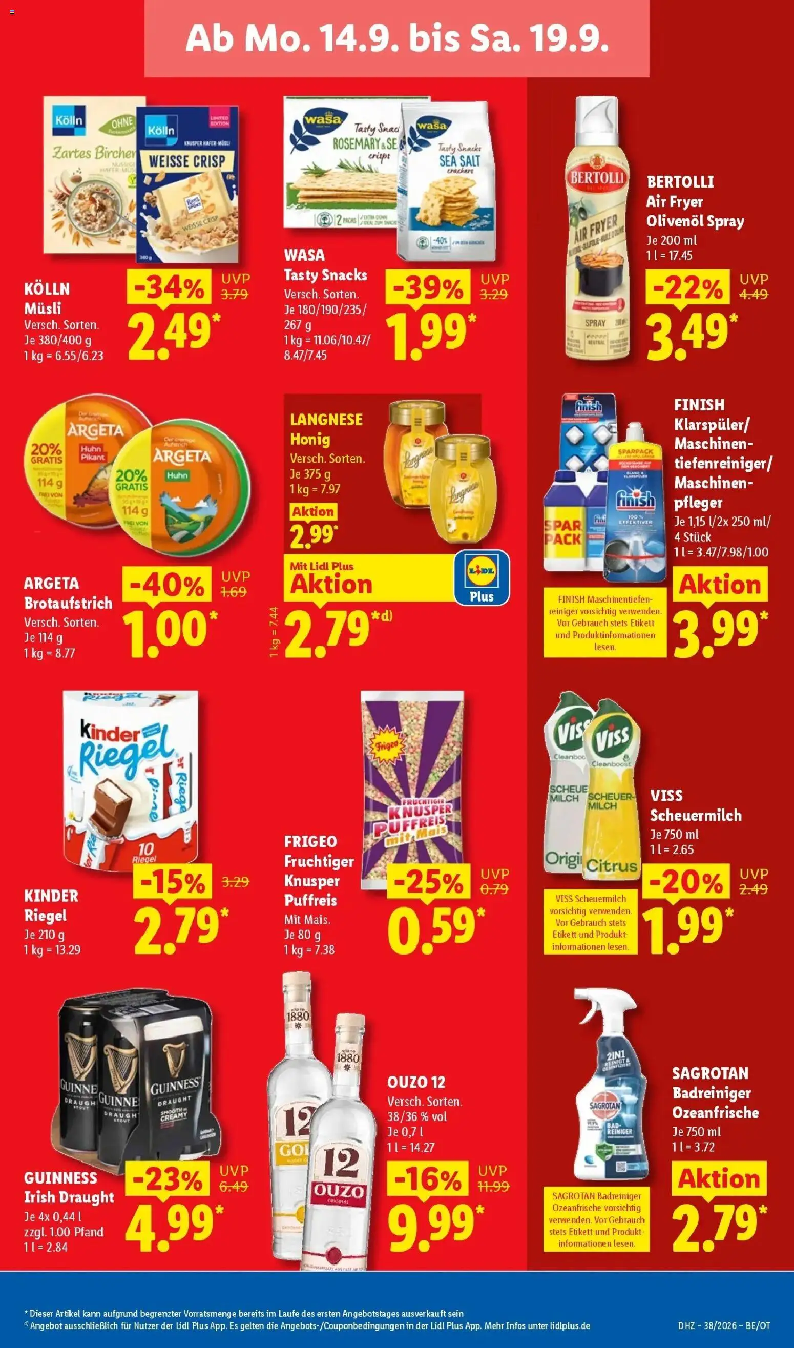 Lidl Prospekt Senftenberg (ab 14.09.2026) zum Blättern » Angebote | Seite: 19 | Produkte: Mais, Langnese, Kolln, Kolln musli