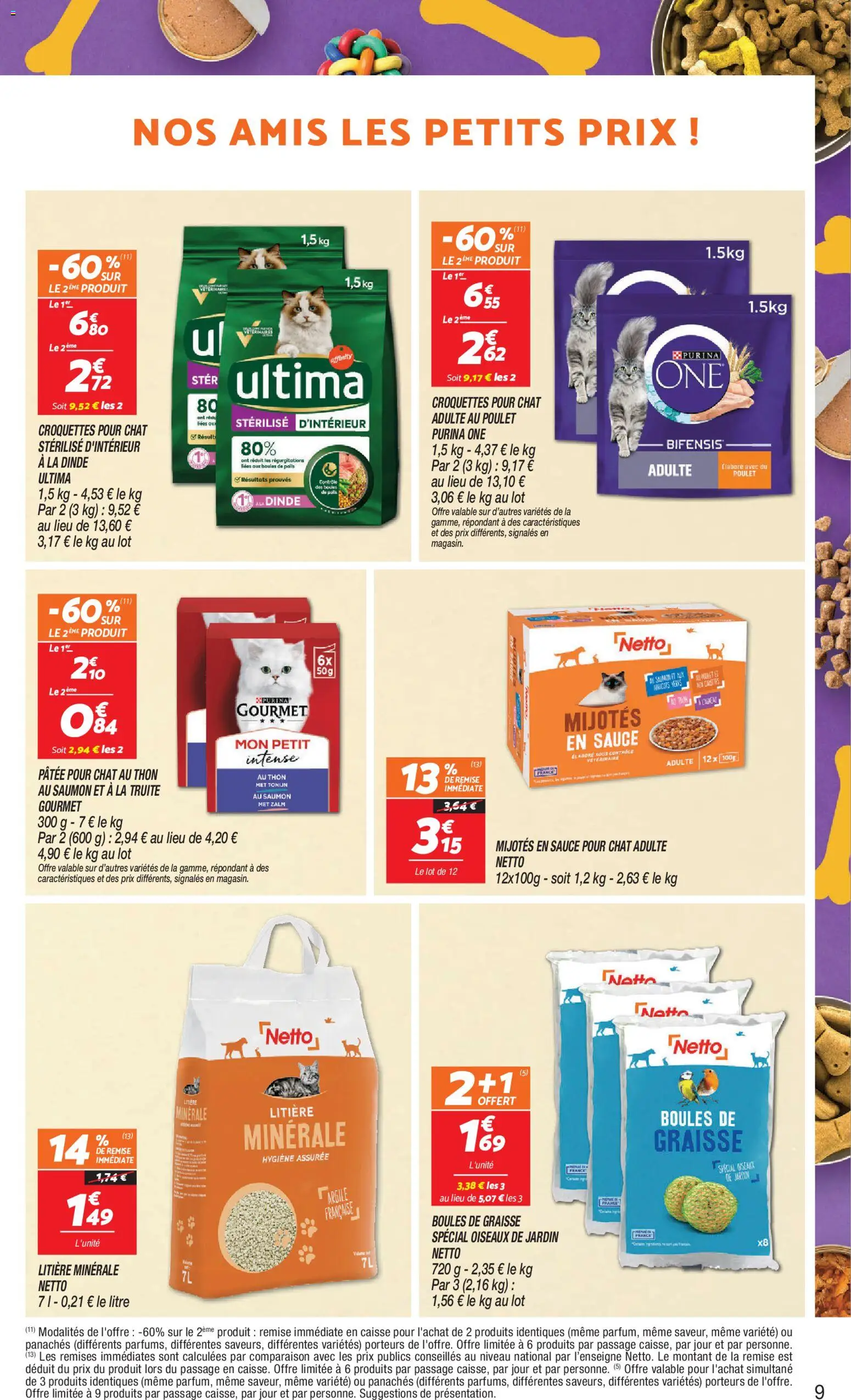{H1} | Page: 9 | Produits: Litière, Thon, Croquettes pour chat, Saumon