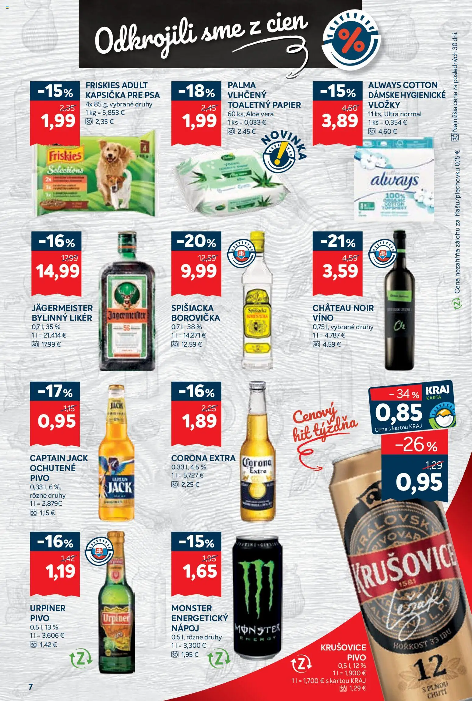 Nové Kraj akcie – leták je platný od 17.09.2026 | Strana: 13 | Produkty: Friskies, Víno, Krušovice, Bylinný likér