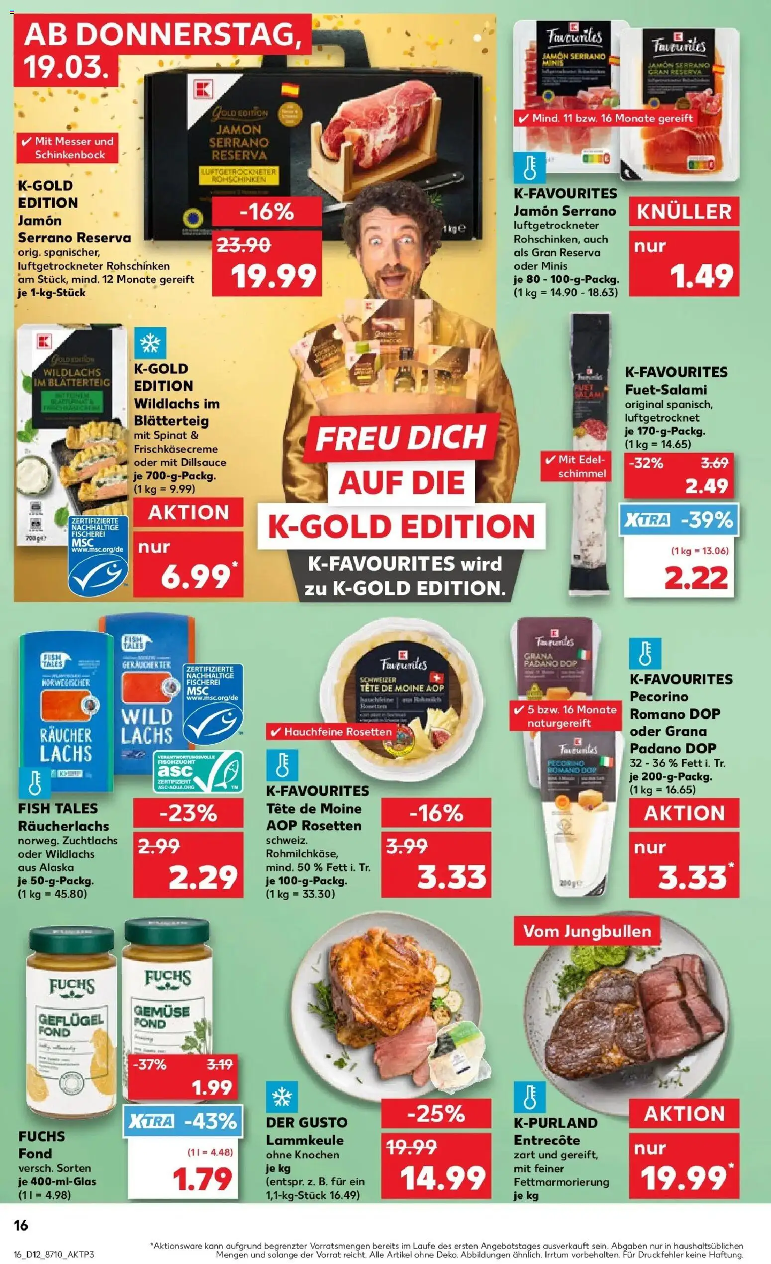 Kaufland Prospekt Alsdorf	 – gültig ab 19.03.2026 | Seite: 16 | Produkte: Lachs, Räucherlachs, Salami, Steak
