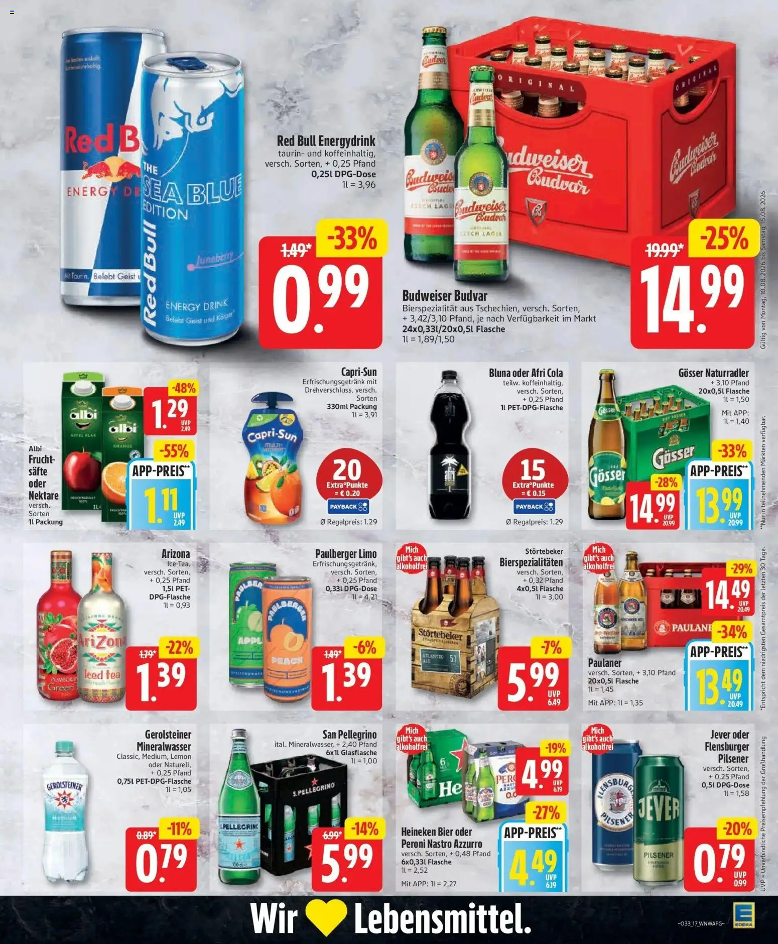 Edeka - Jubiläumshandzettel Schomacker – gültig ab 10.08.2026 | Seite: 20 | Produkte: Red bull, Mineralwasser, Flensburger, Paulaner