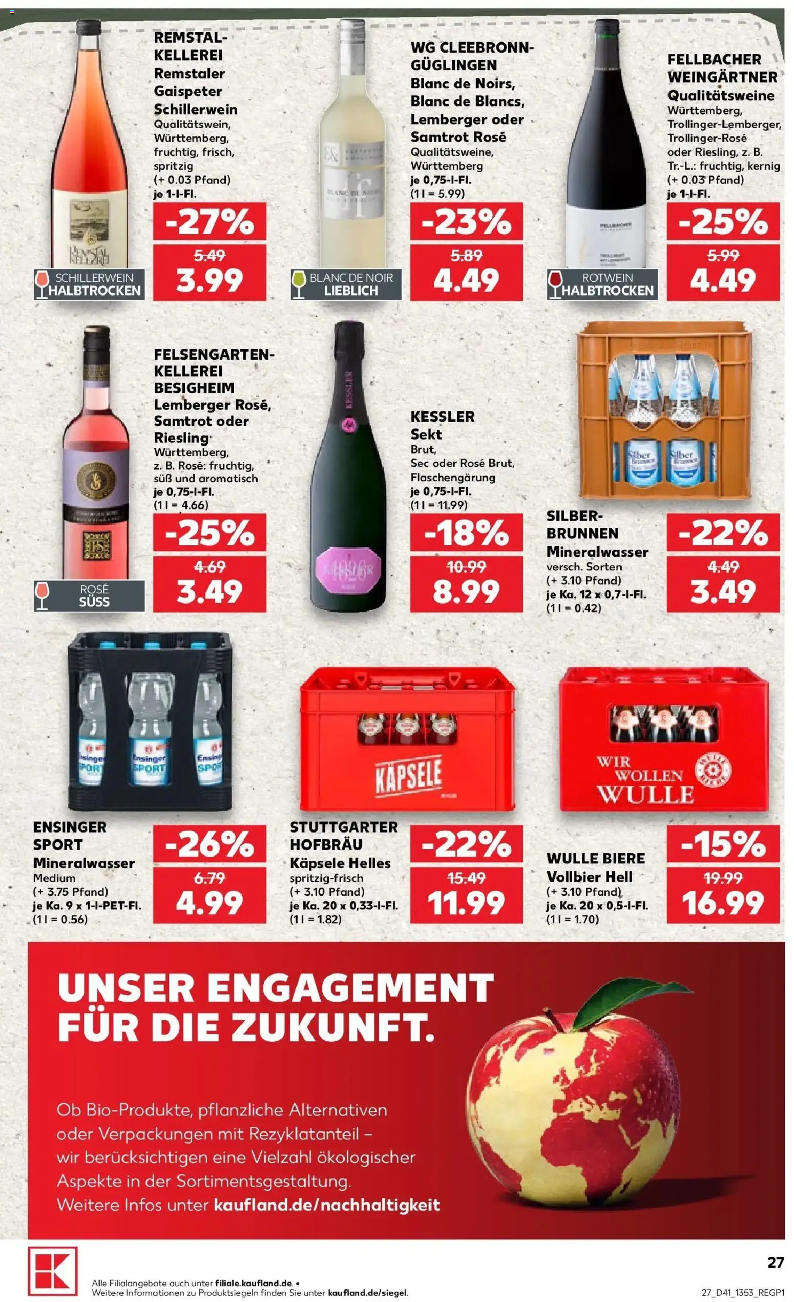 Prospekt Kaufland ab 08.10.2026 » Angebote Online zum Blättern | Seite: 27 | Produkte: Rotwein, Sekt, Mineralwasser