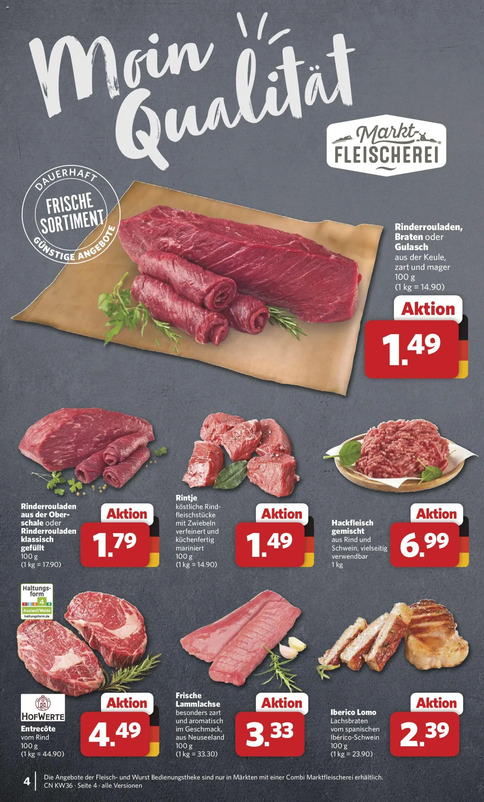 Combi Prospekt – gültig ab 31.08.2026 | Seite: 4 | Produkte: Entrecote, Zwiebeln, Wurst, Hackfleisch