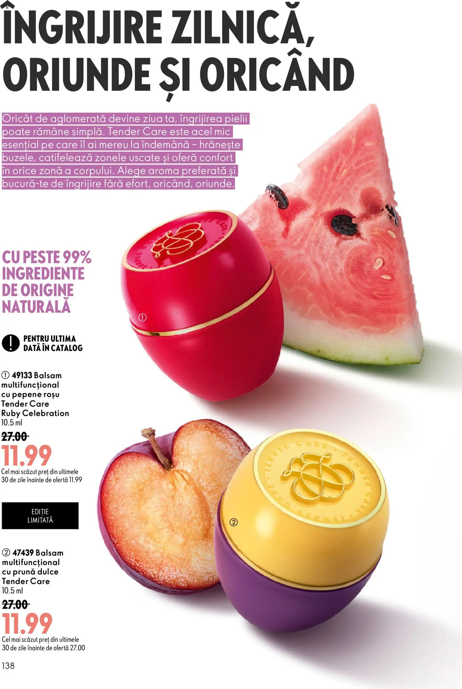 Noul catalog Oriflame – valabil de la 19.08.2026 | Pagină: 138 | Produse: Balsam, Pește
