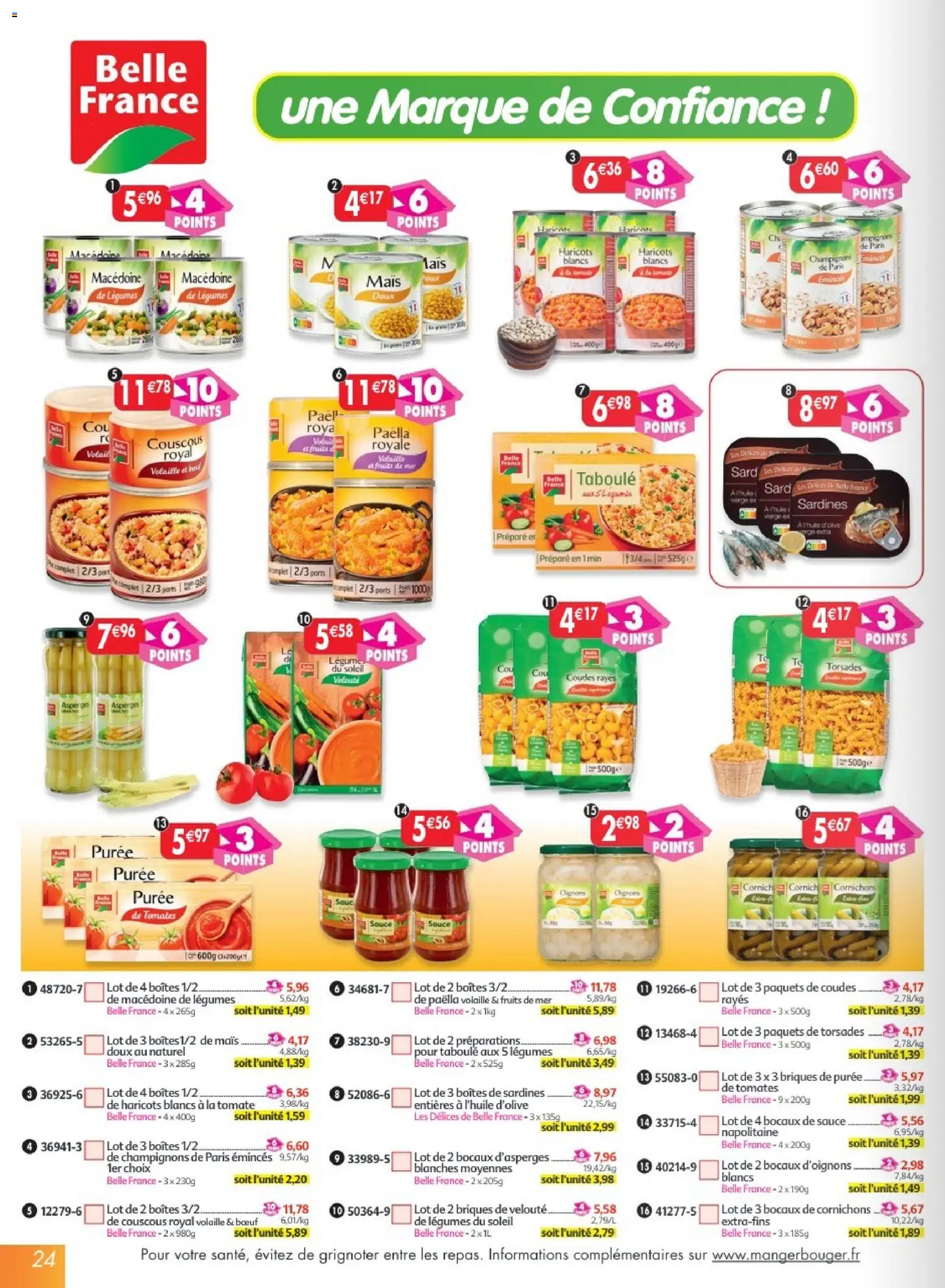 {H1} | Page: 24 | Produits: Sardines, Briques, Couscous, Oignons