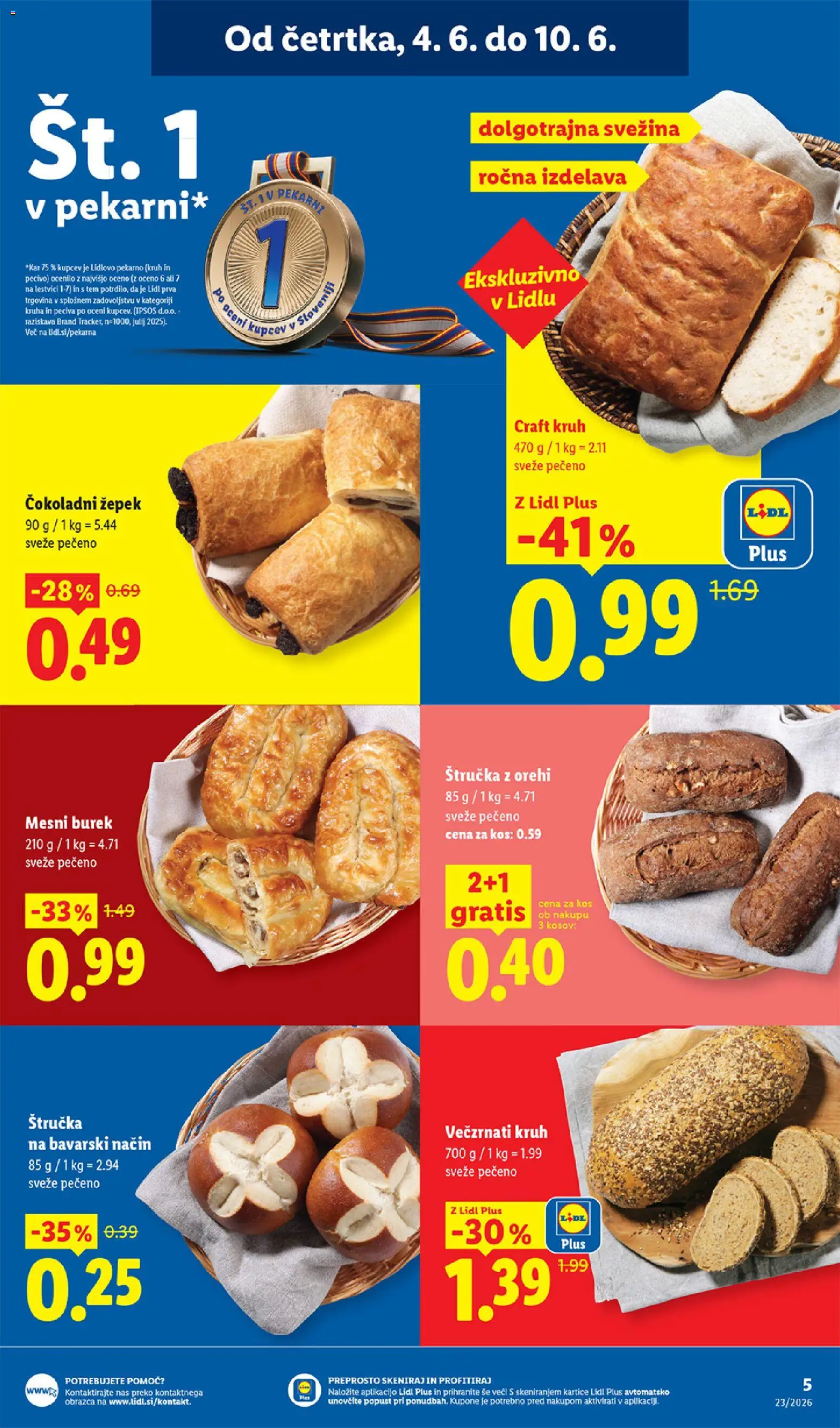 Novi Lidl katalog ponudbe – veljaven od 04.06.2026 | Stran: 5 | Izdelki: Štručka, Kos, Kruh