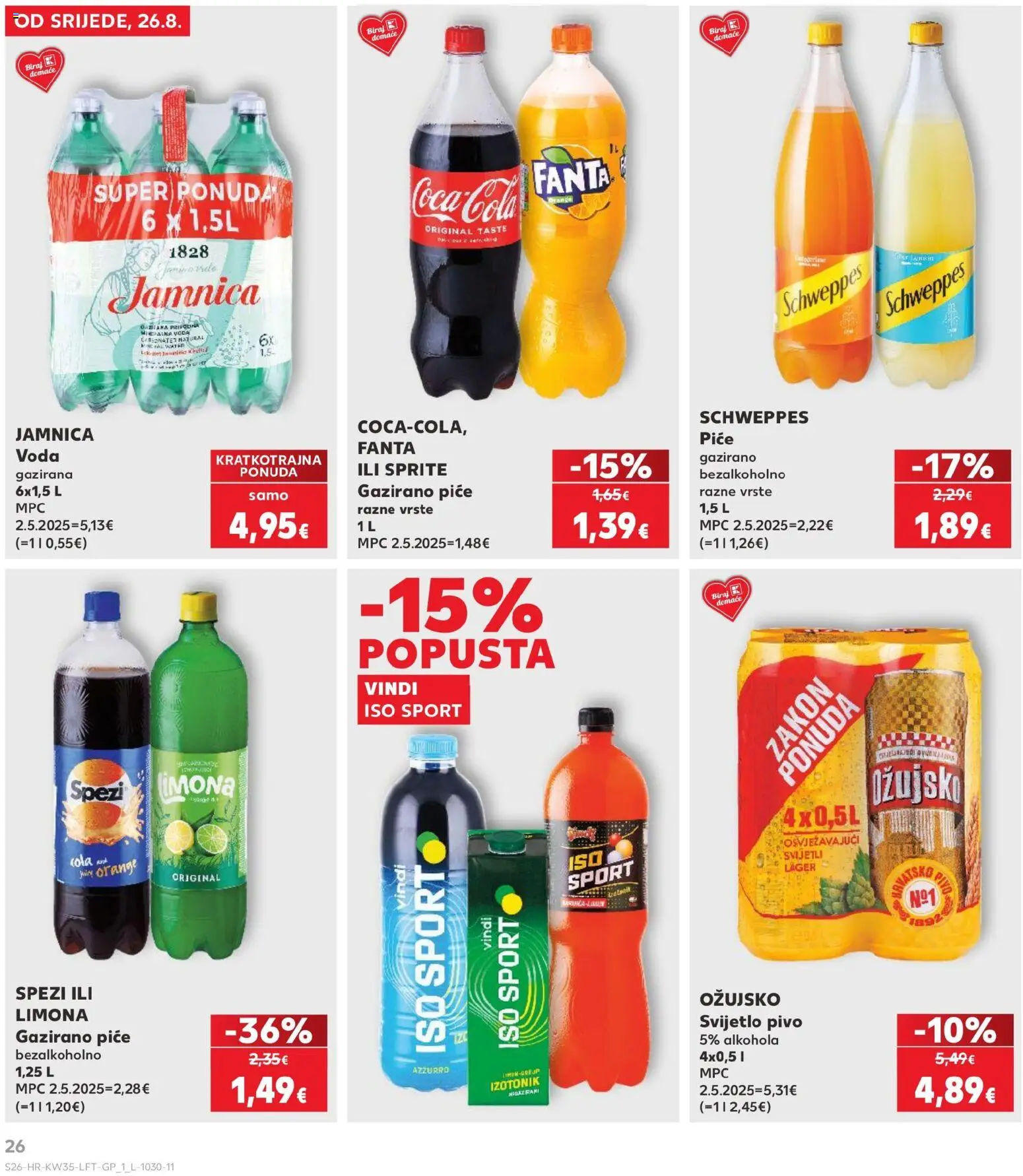 Kaufland HR akciós ujság - amely érvényes a következő dátumtól: 2026.08.26. | Oldal: 26 | Termékek: Fanta, Sprite, Coca Cola, Cola