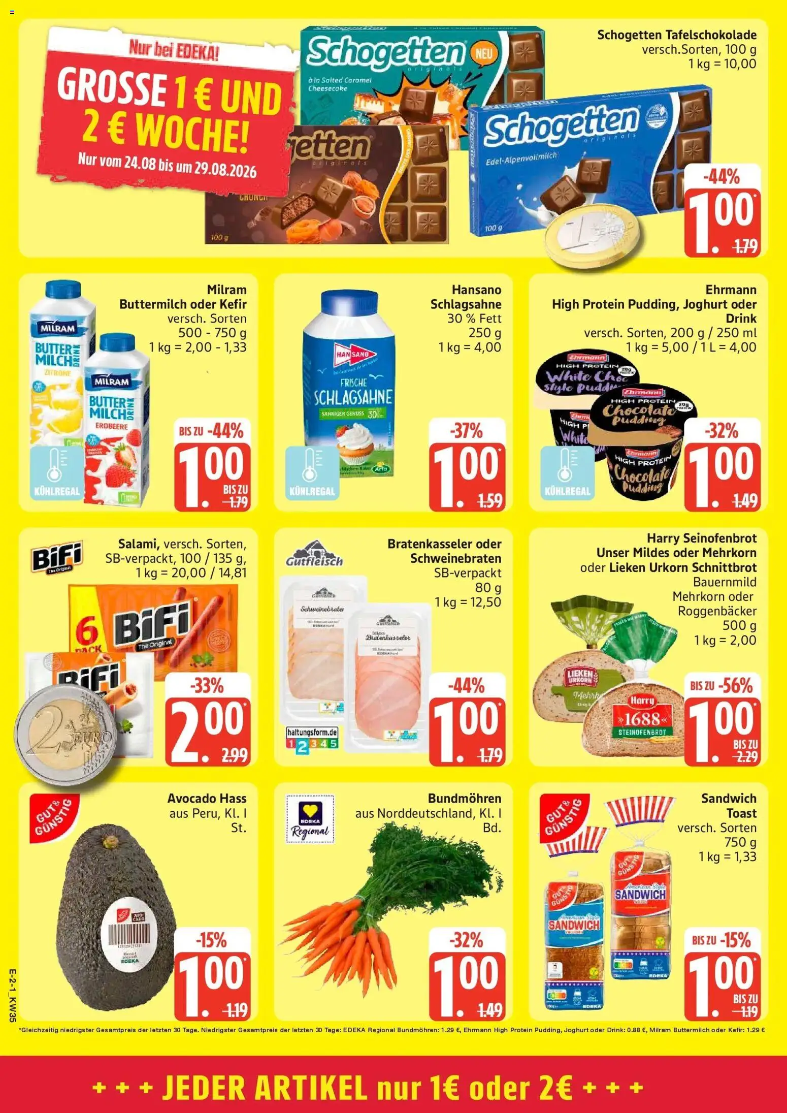 Marktkauf Prospekt Heide (ab 24.08.2026) » Angebote online | Seite: 2 | Produkte: Buttermilch, Butter, Joghurt, Milram