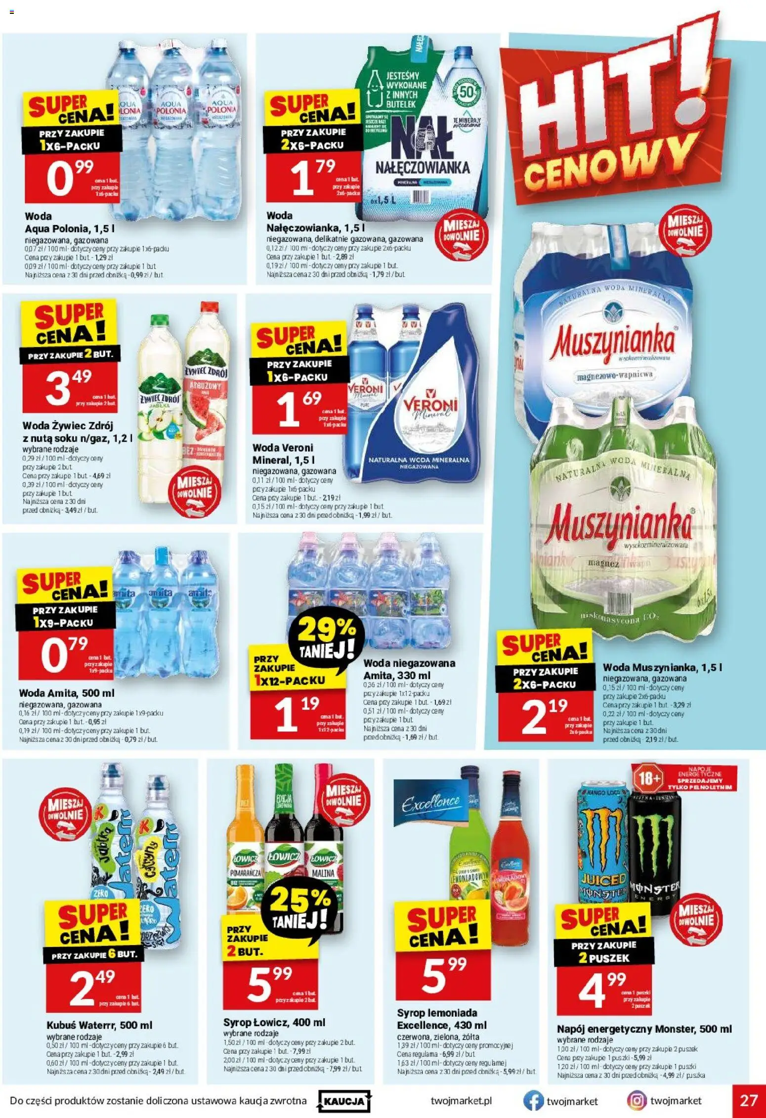 Twój Market gazetka od 01.07.2026 | Strona: 27 | Produkty: Mango, Napoje, Woda niegazowana, Woda