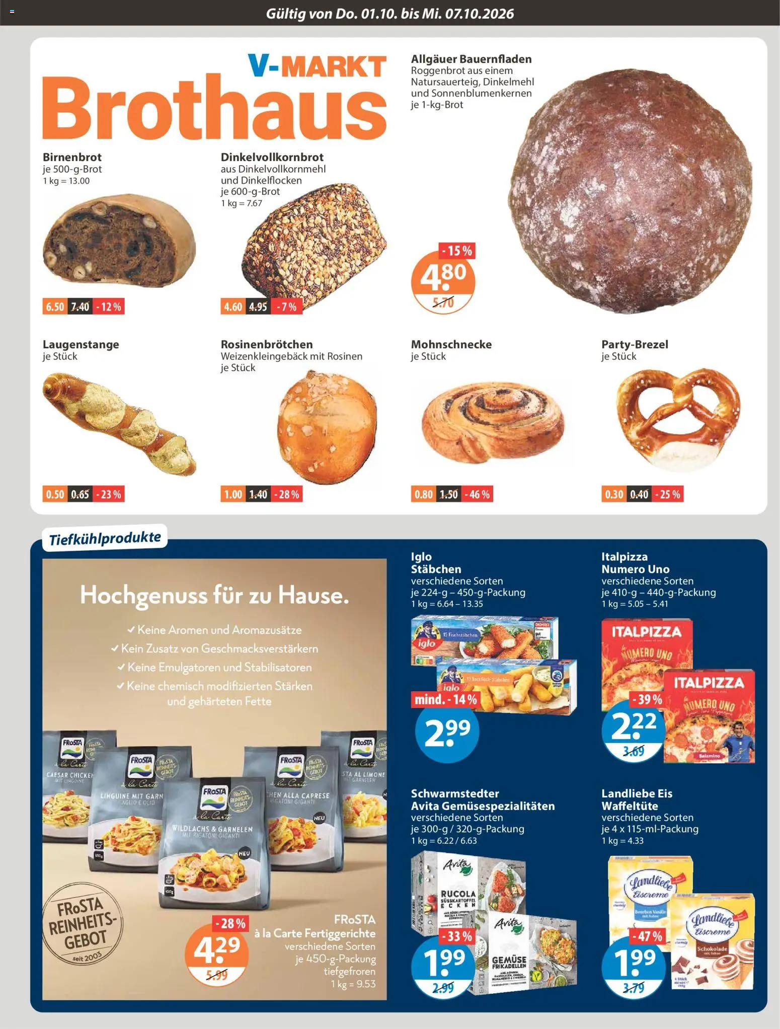 V-Markt Angebote – gültig ab 01.10.2026 | Seite: 5 | Produkte: Rucola, Rosinen, Gemüse, Eis