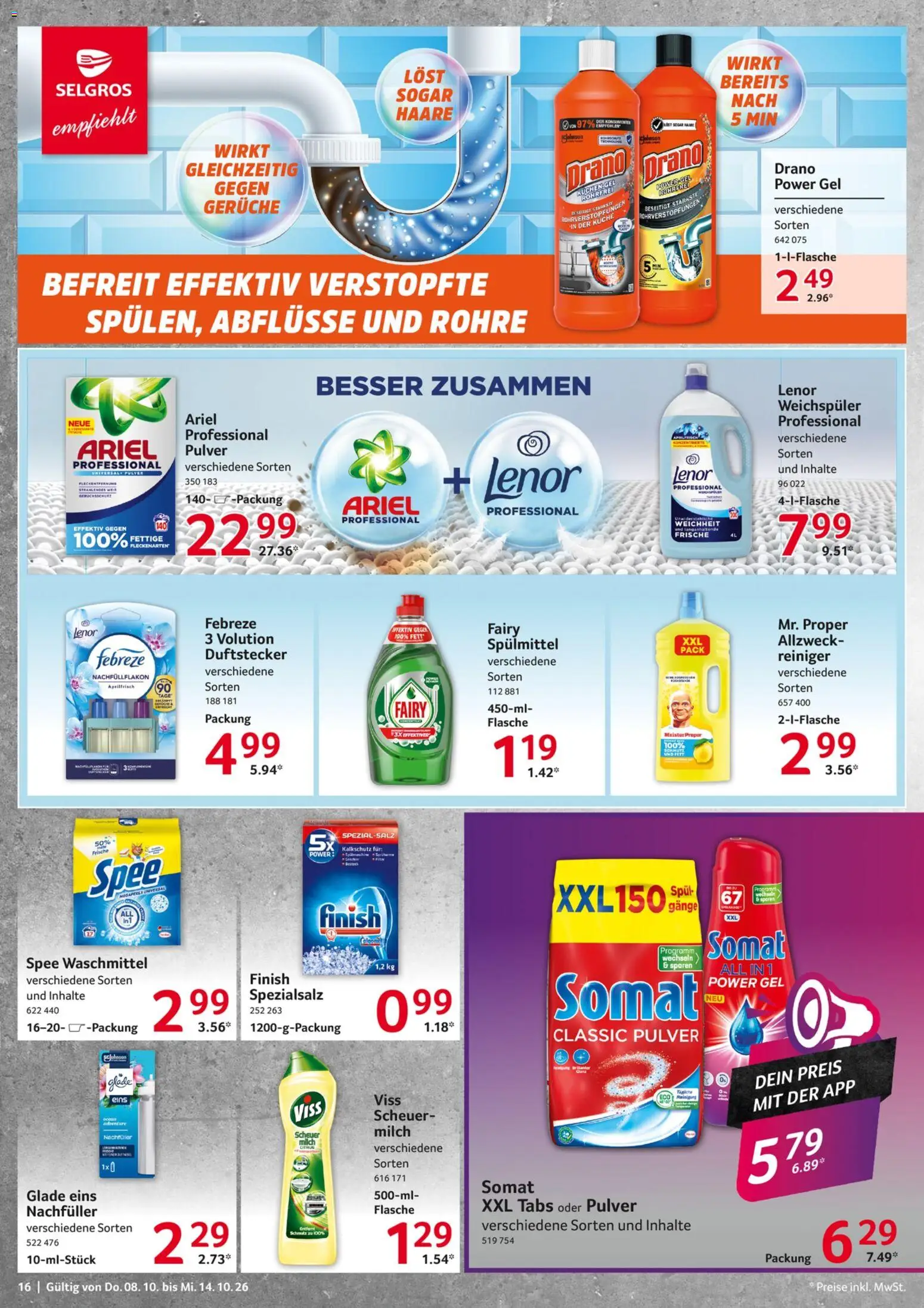 Selgros Prospekt – gültig ab 08.10.2026 | Seite: 16 | Produkte: Ariel, Küche, Weichspüler, Kuchen
