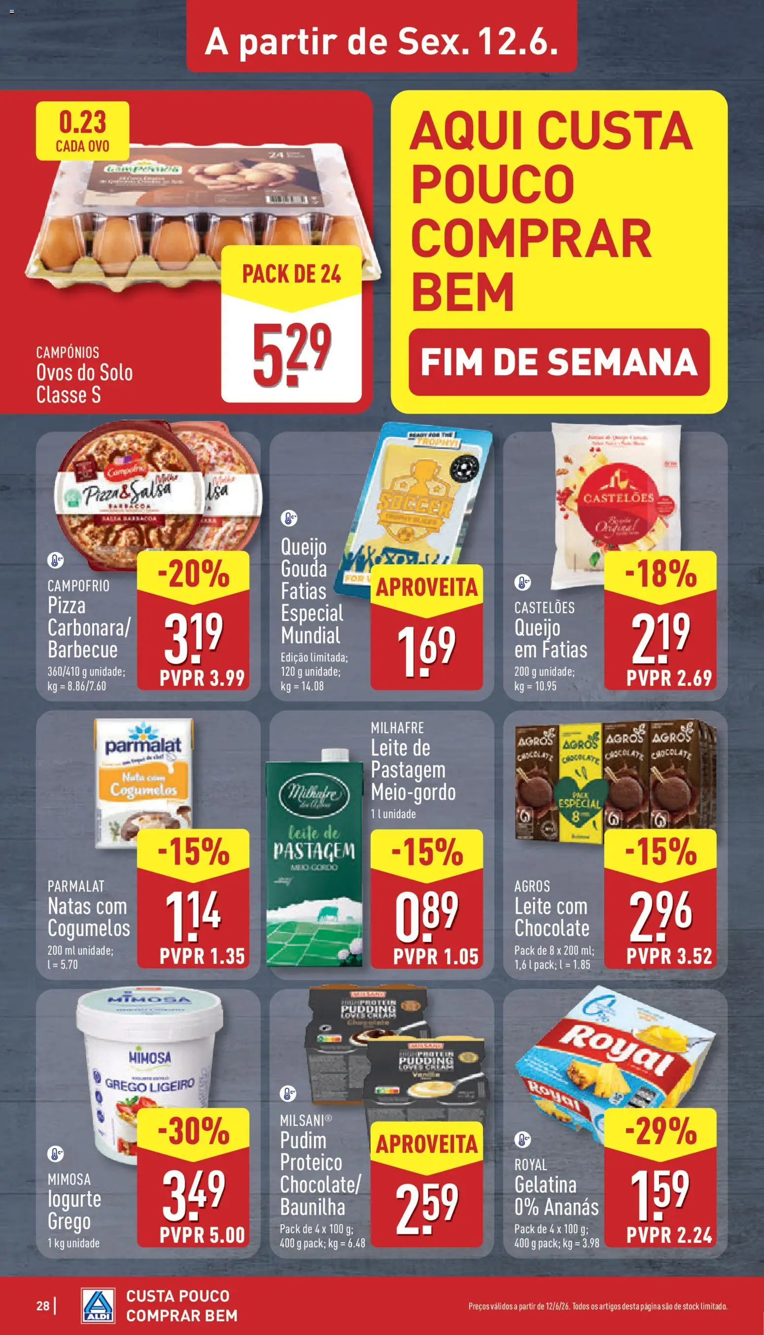 Aldi folheto │ válido de 08.06.2026 | Página: 28 | Produtos: Gelatina, Queijo, Ovos, Cogumelos