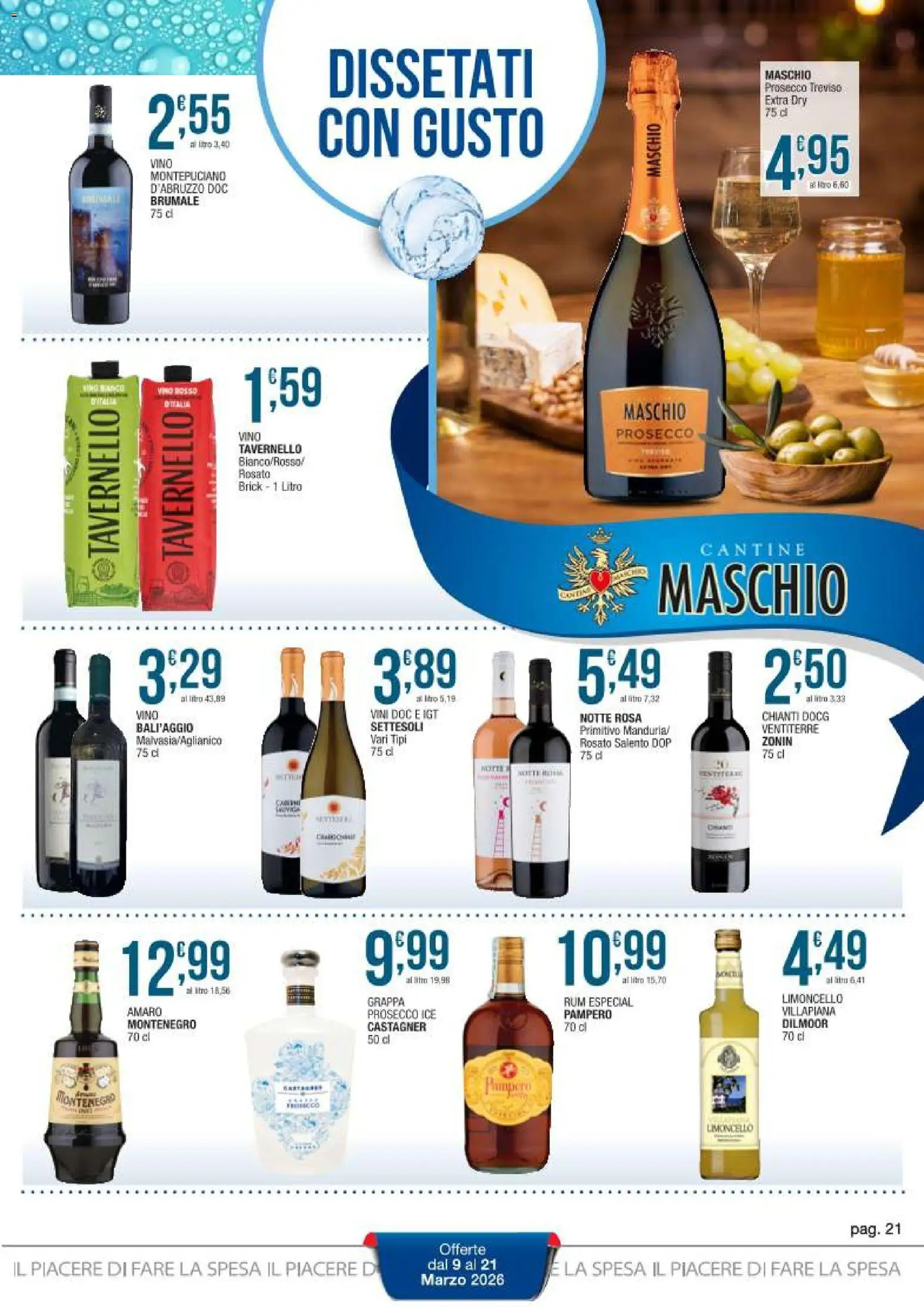 Volantino Sidis del 09.03.2026 | Pagina: 21 | Prodotti: Prosecco, Vino, Rum, Amaro