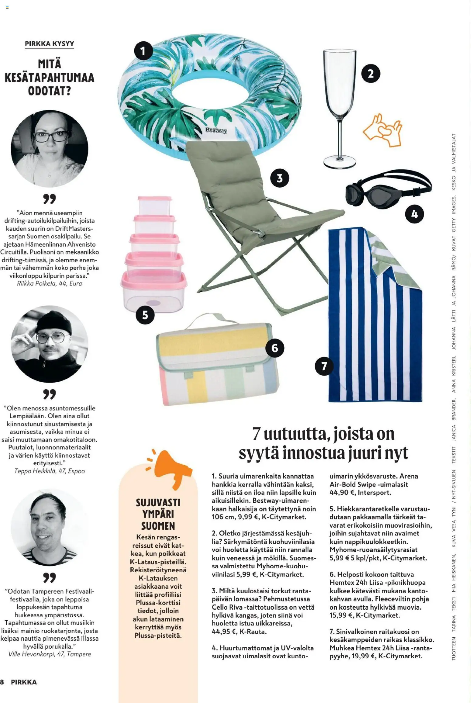 K-Market tarjoukset - Pirkka – voimassa 10.06.2026 alkaen | Sivu: 8 | Tuotteet: Uimalasit, Voi, Piknikhuopa
