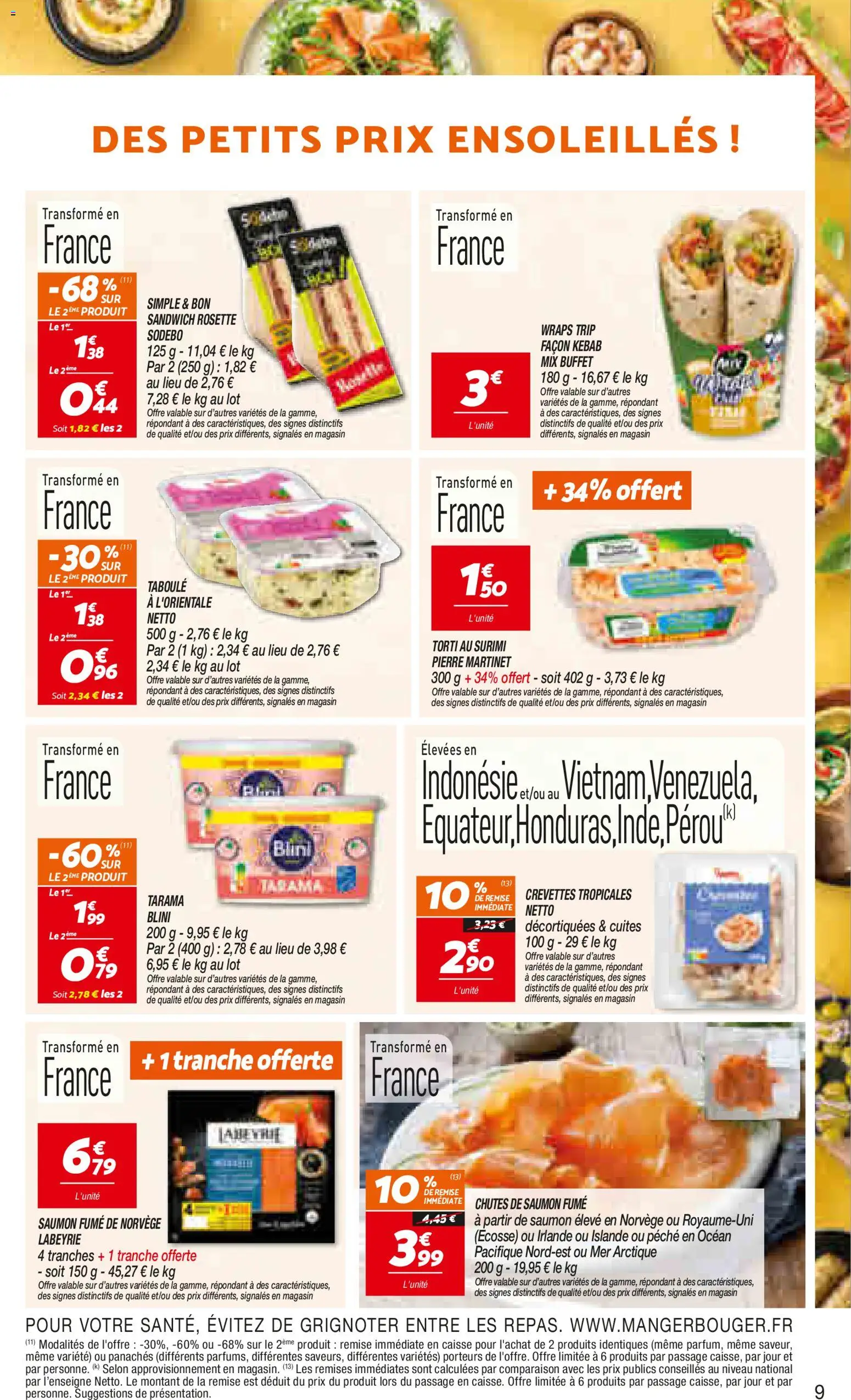 {H1} | Page: 9 | Produits: Pêche, Sandwich, Rosette, Buffet