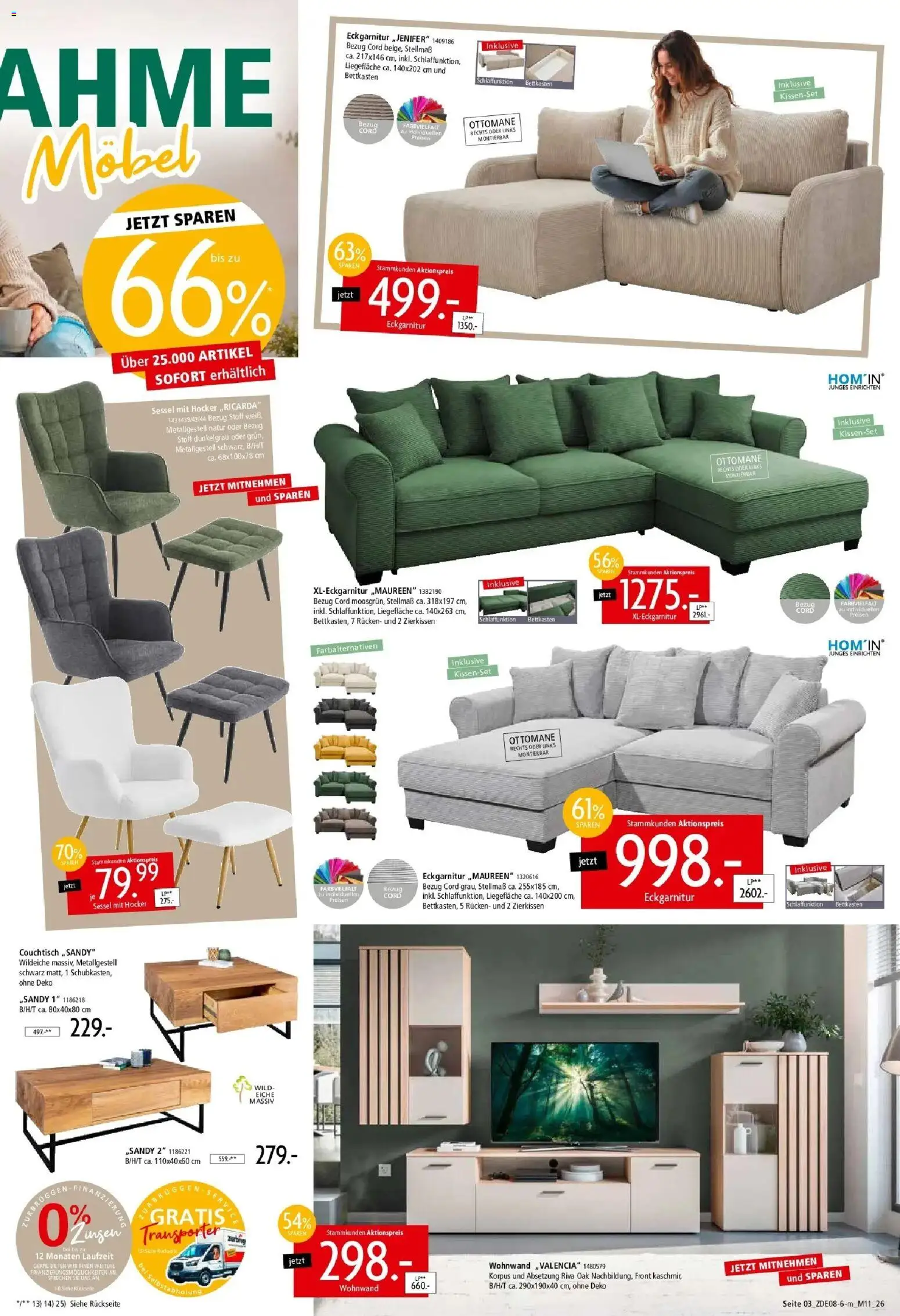 Zurbrüggen - Zurbrüggen: Mitnahme Möbel – gültig ab 29.08.2026 | Seite: 3 | Produkte: Hocker, Wohnwand, Kissen, Couchtisch