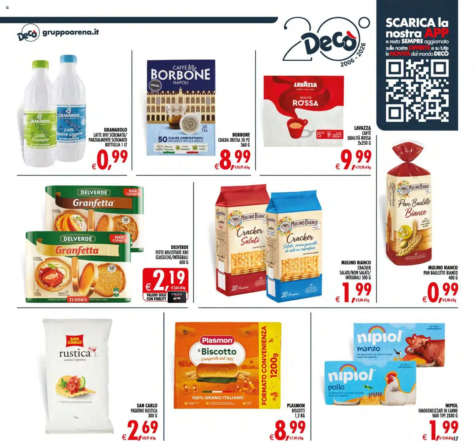 Volantino Decò del 21/08/2026 | Pagina: 17 | Prodotti: Cracker, Fette biscottate, Bottiglia, Borbone