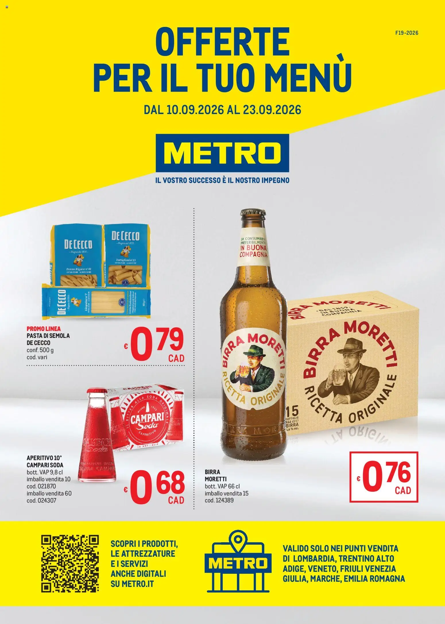 Volantino Metro del 10/09/2026 | Pagina: 1 | Prodotti: Campari, Linguine, Pasta di semola, Pasta
