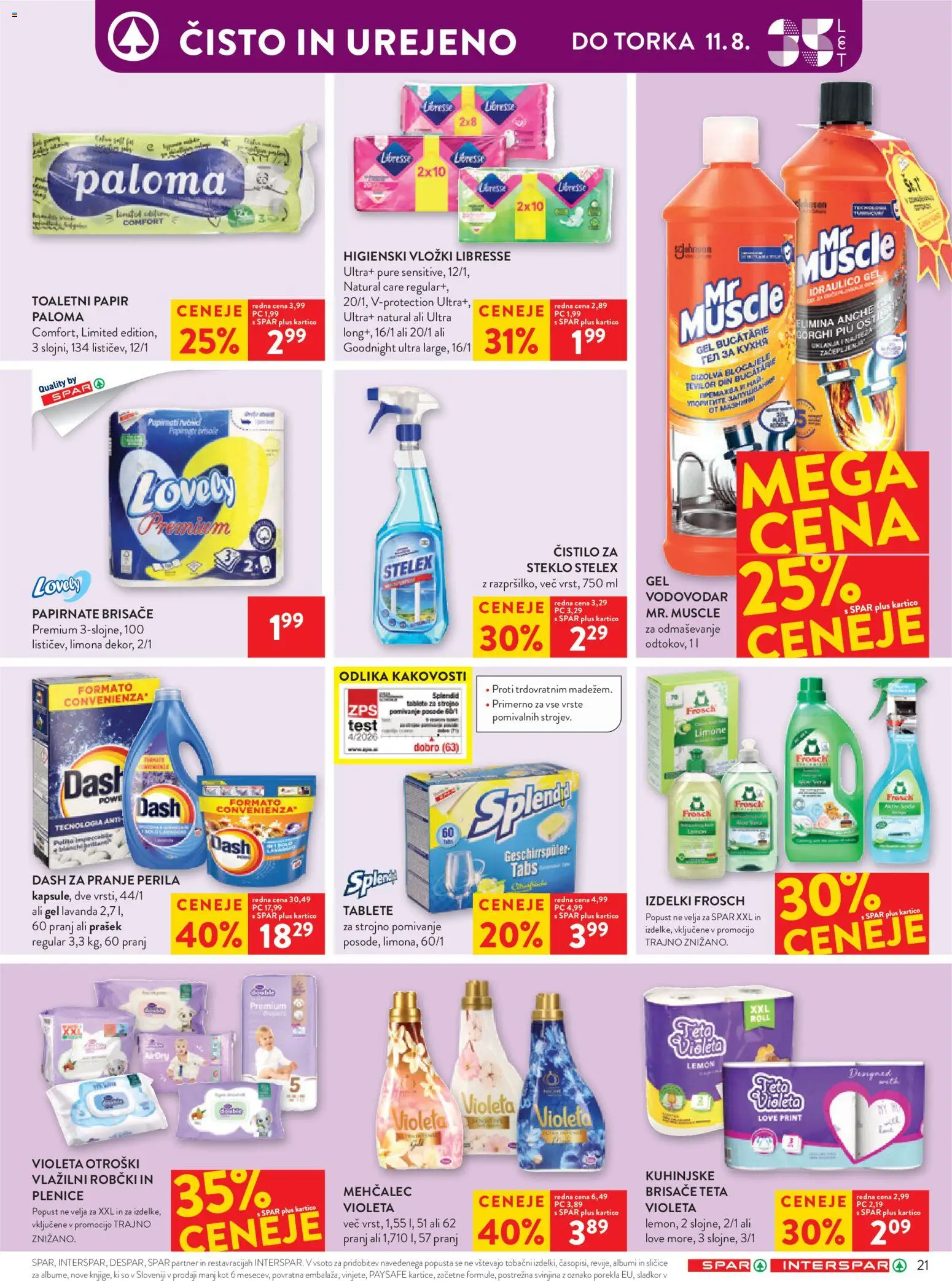 Novi Spar katalog ponudbe – veljaven od 05.08.2026 | Stran: 31 | Izdelki: Toaletni papir, Papirnate brisače, Robčki, Vlažilni robčki