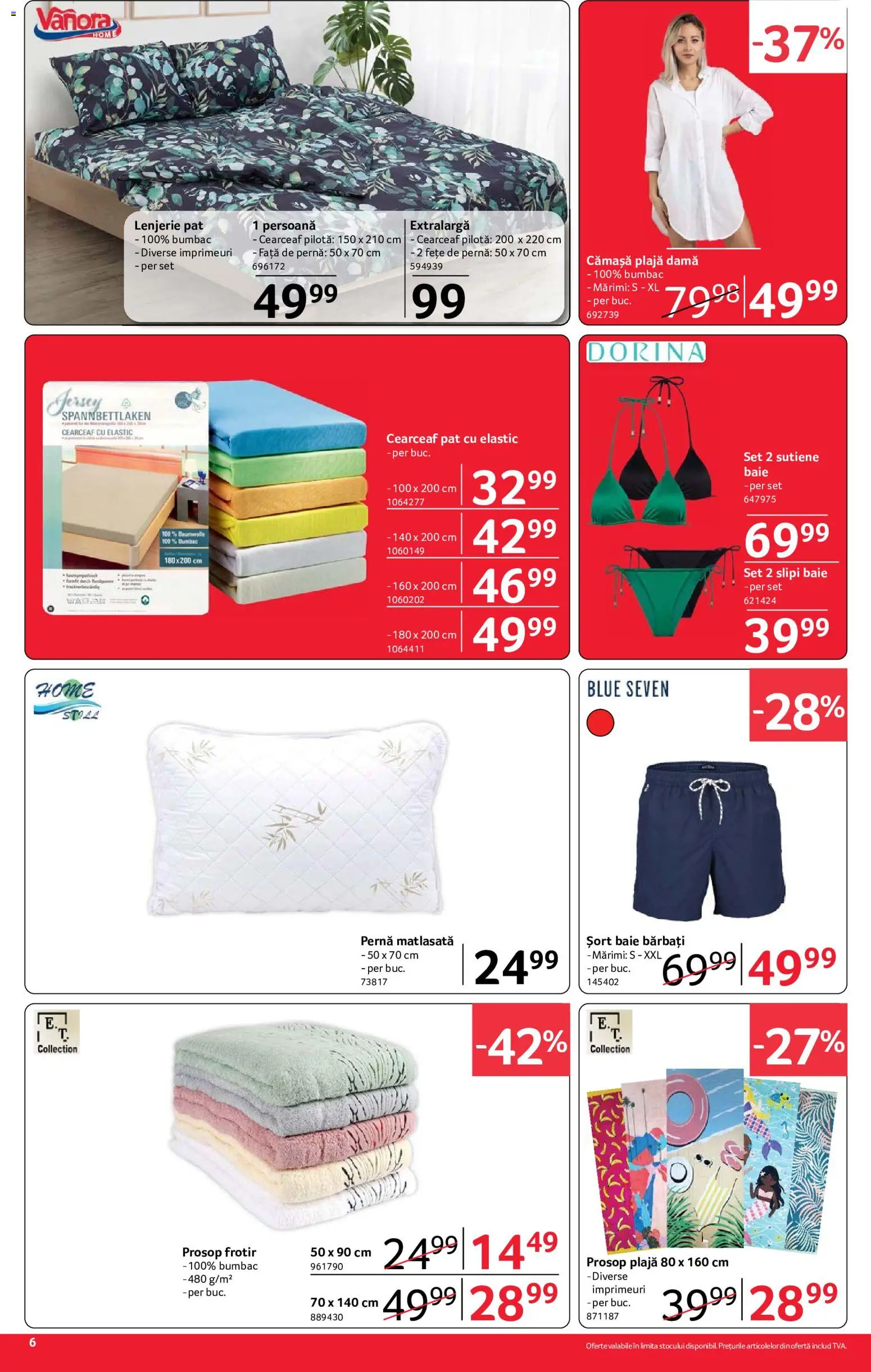 Noul catalog Selgros – valabil de la 24.07.2026 | Pagină: 6 | Produse: Șort, Pat, Pernă, Față de pernă