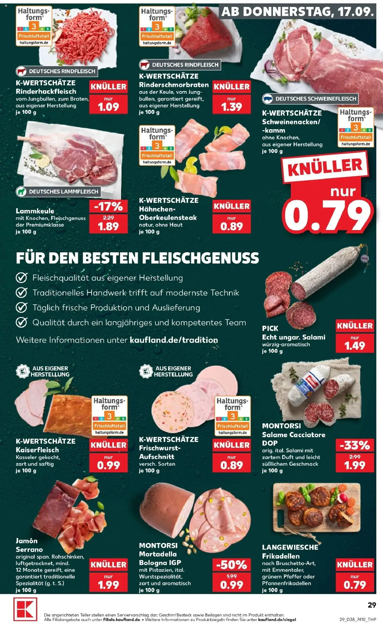 Prospekt Kaufland ab 17.09.2026 » Angebote Online zum Blättern | Seite: 29 | Produkte: Beilagen, Lammkeule, Pfeffer, Salami