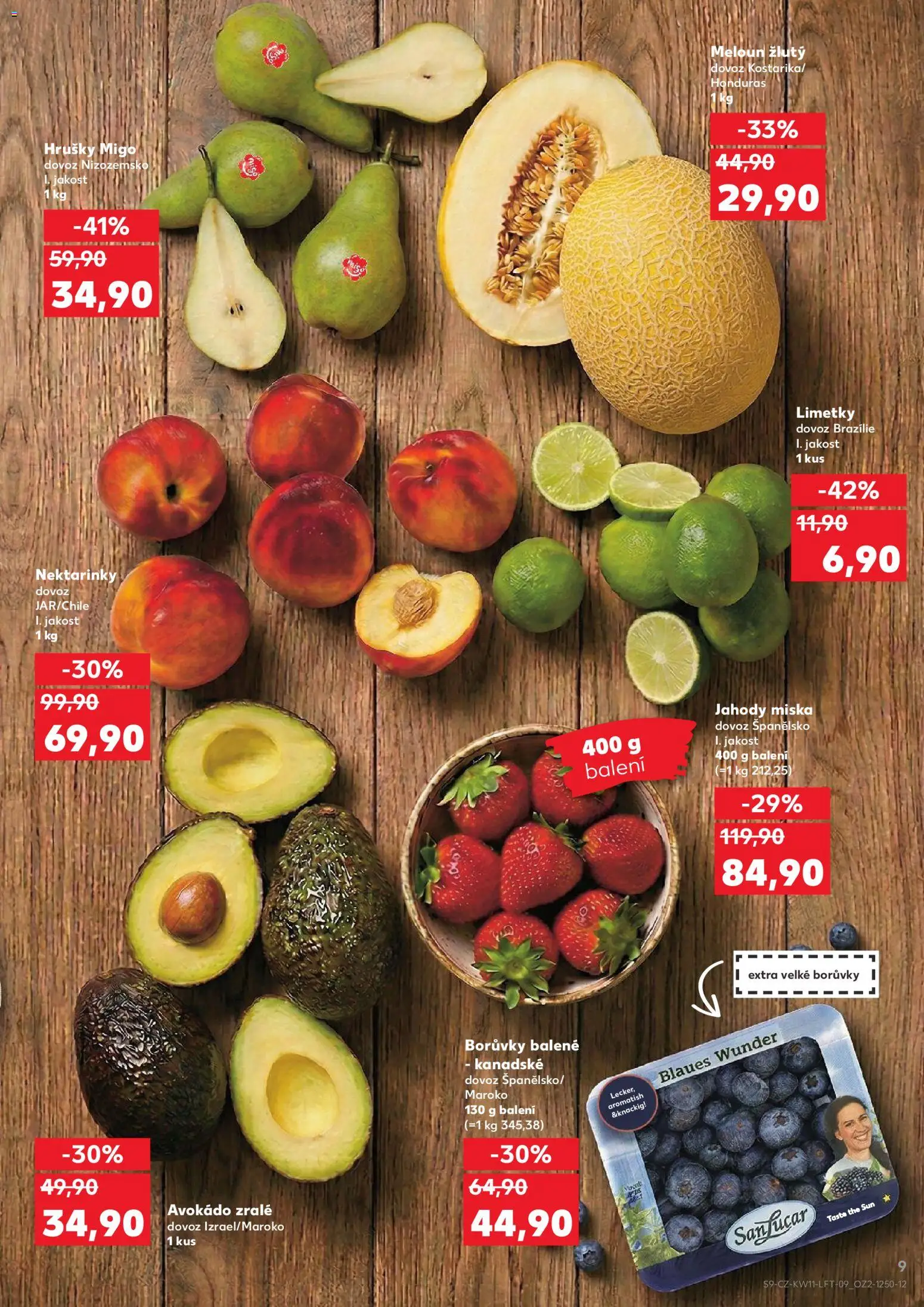 Kaufland leták od 11.03.2026 | Strana: 9 | Produkty: Limetky, Miska, Avokádo, Meloun žlutý