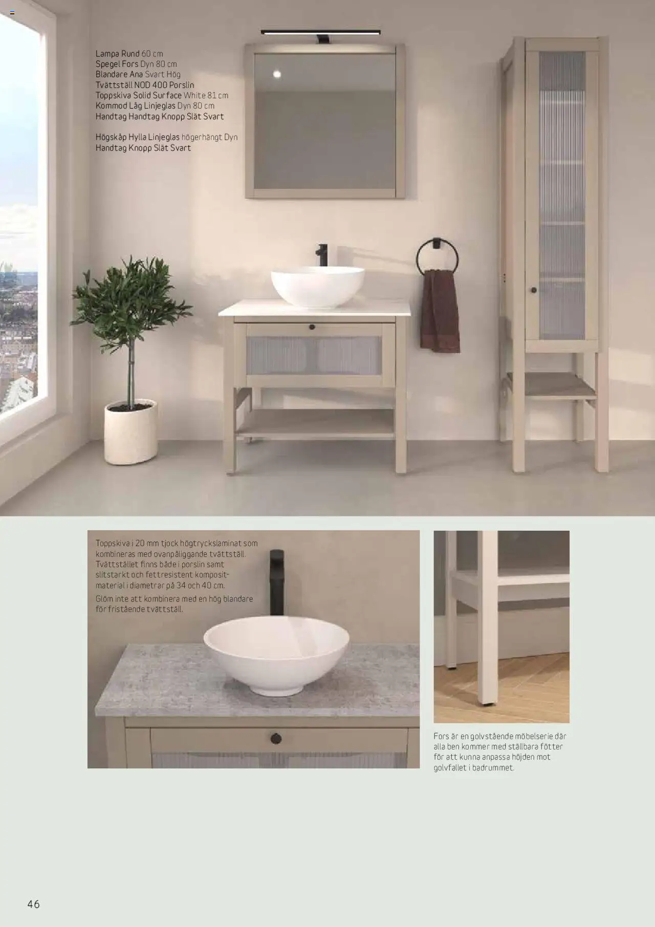 Bauhaus reklamblad aktuell från 25.08.2025 | Sida: 46 | Produkter: Hylla, Tvättställ, Spegel, Lampa