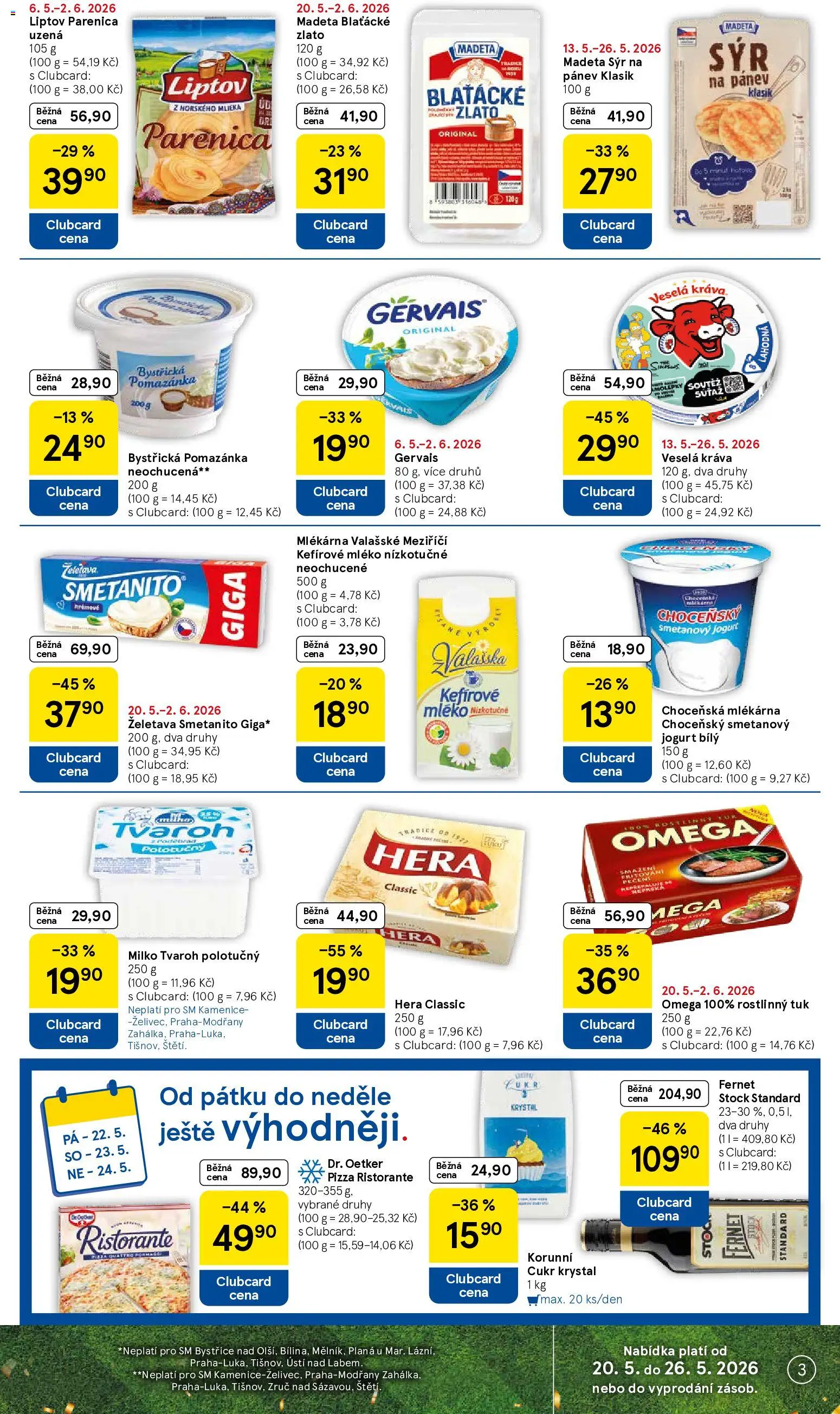 Tesco leták - Supermarket od 20.05.2026 | Strana: 3 | Produkty: Pizza, Tuk Omega, Tvaroh, Cukr