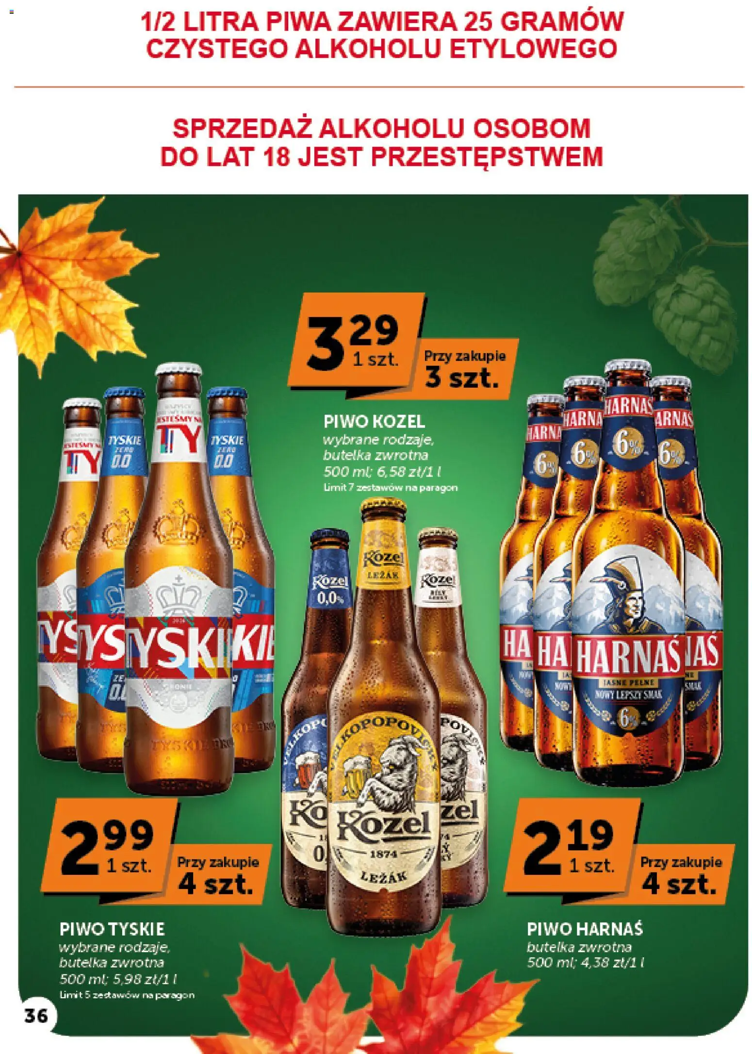 Euro Sklep gazetka od 15.10.2026 | Strona: 36 | Produkty: Piwo tyskie, Leżak, Piwo Harnaś, Harnaś