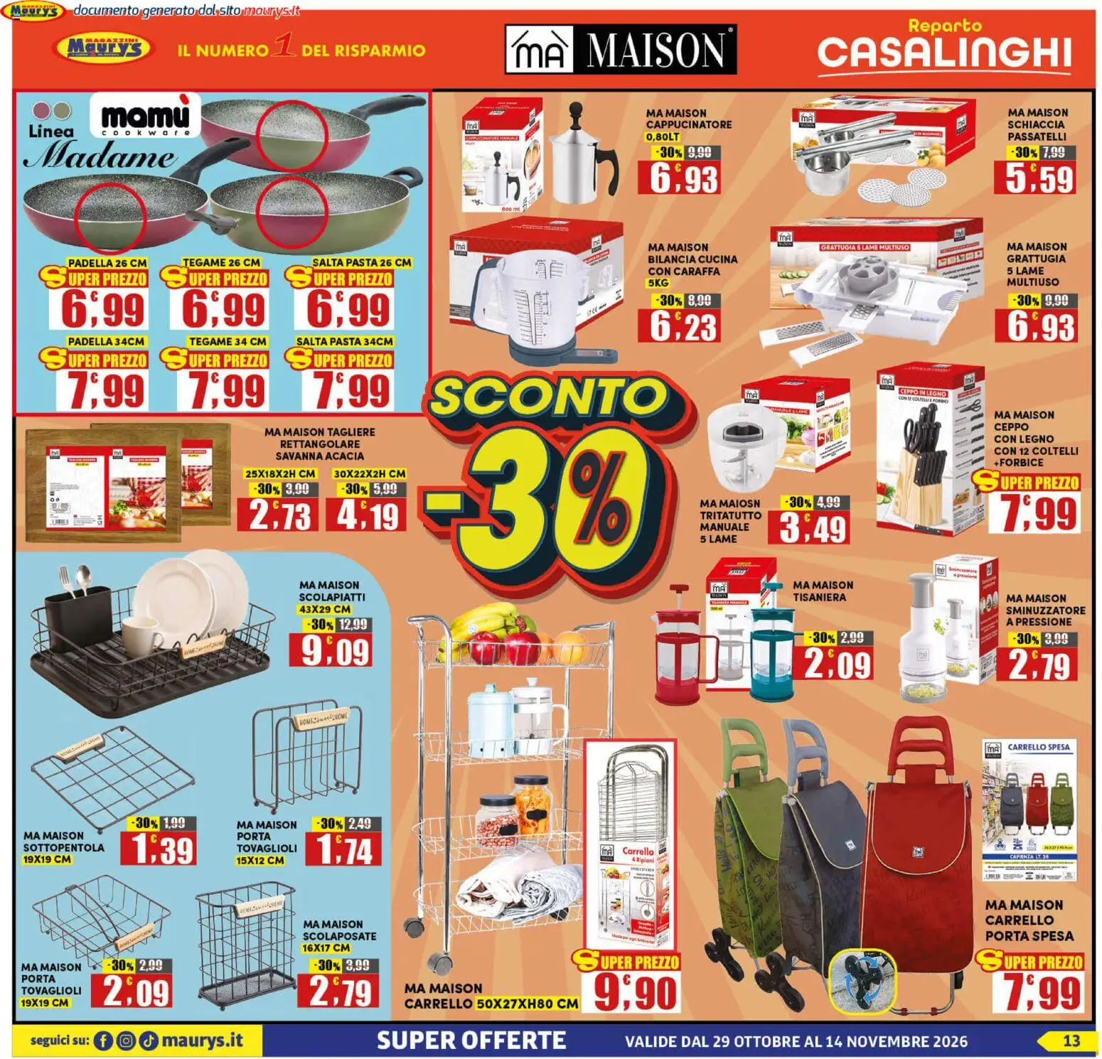 Volantino Maury's del 29/10/2026 | Pagina: 13