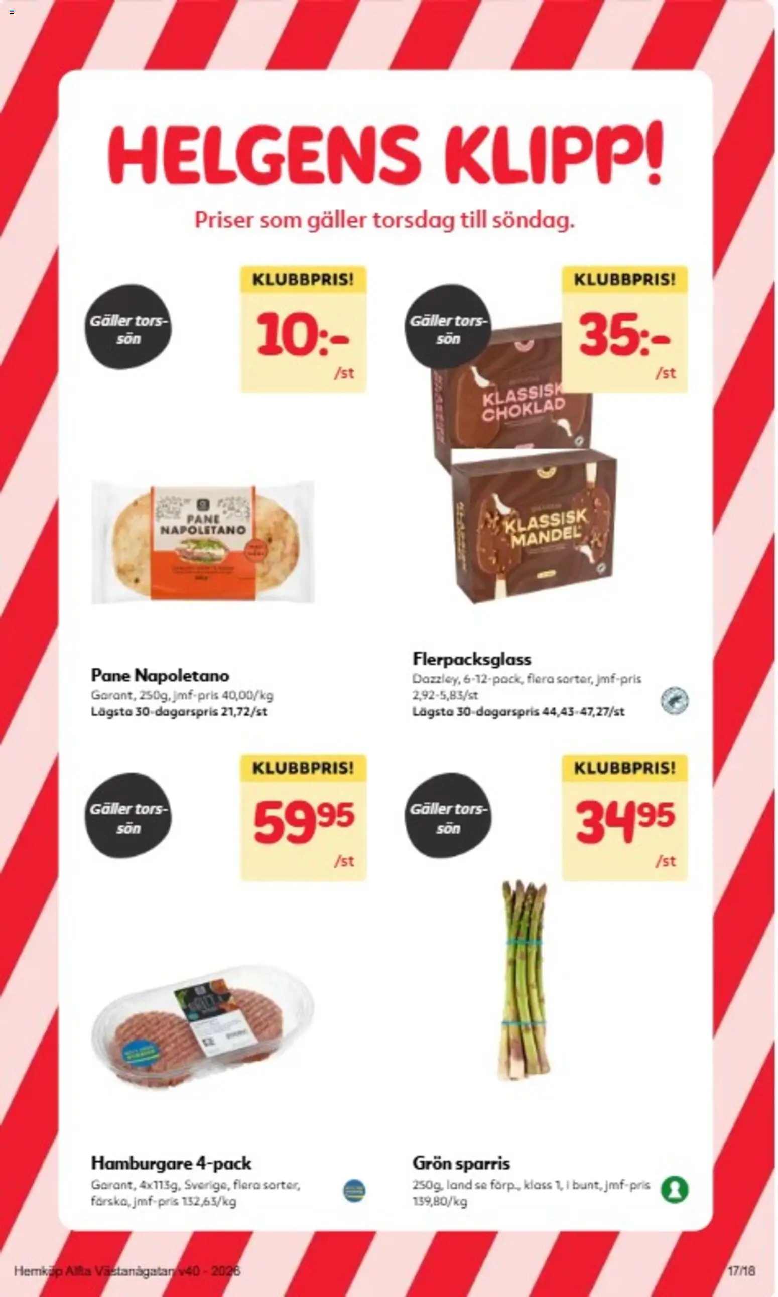 Hemköp reklamblad aktuell från 28/09/2026 | Sida: 17 | Produkter: Hamburgare, Galler, Choklad, Sparris