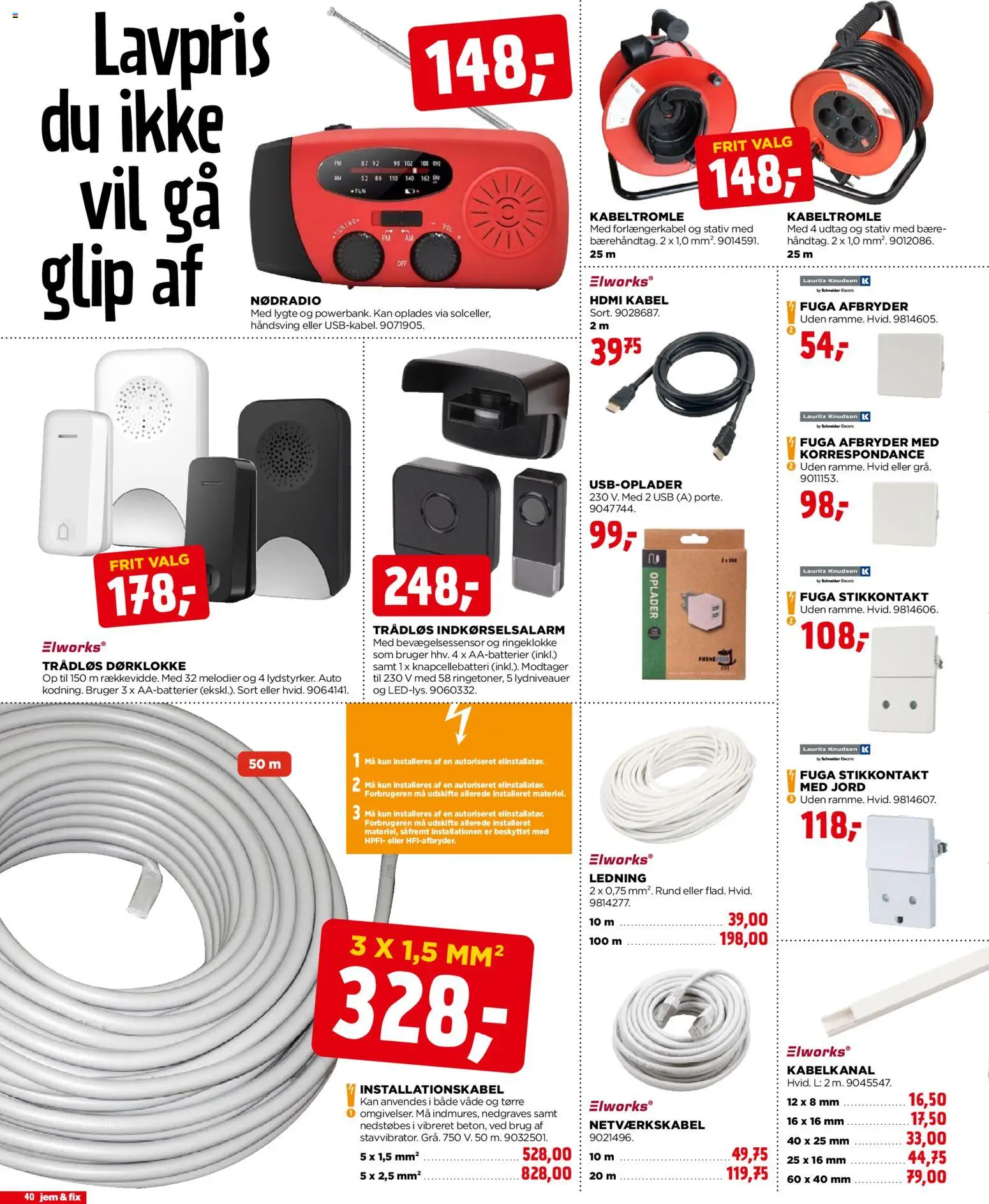 Jem & fix tilbudsavis – gyldig fra 10.05.2026 | Side: 40 | Produkter: Stikkontakt, HDMI kabel, Søm, Kabel
