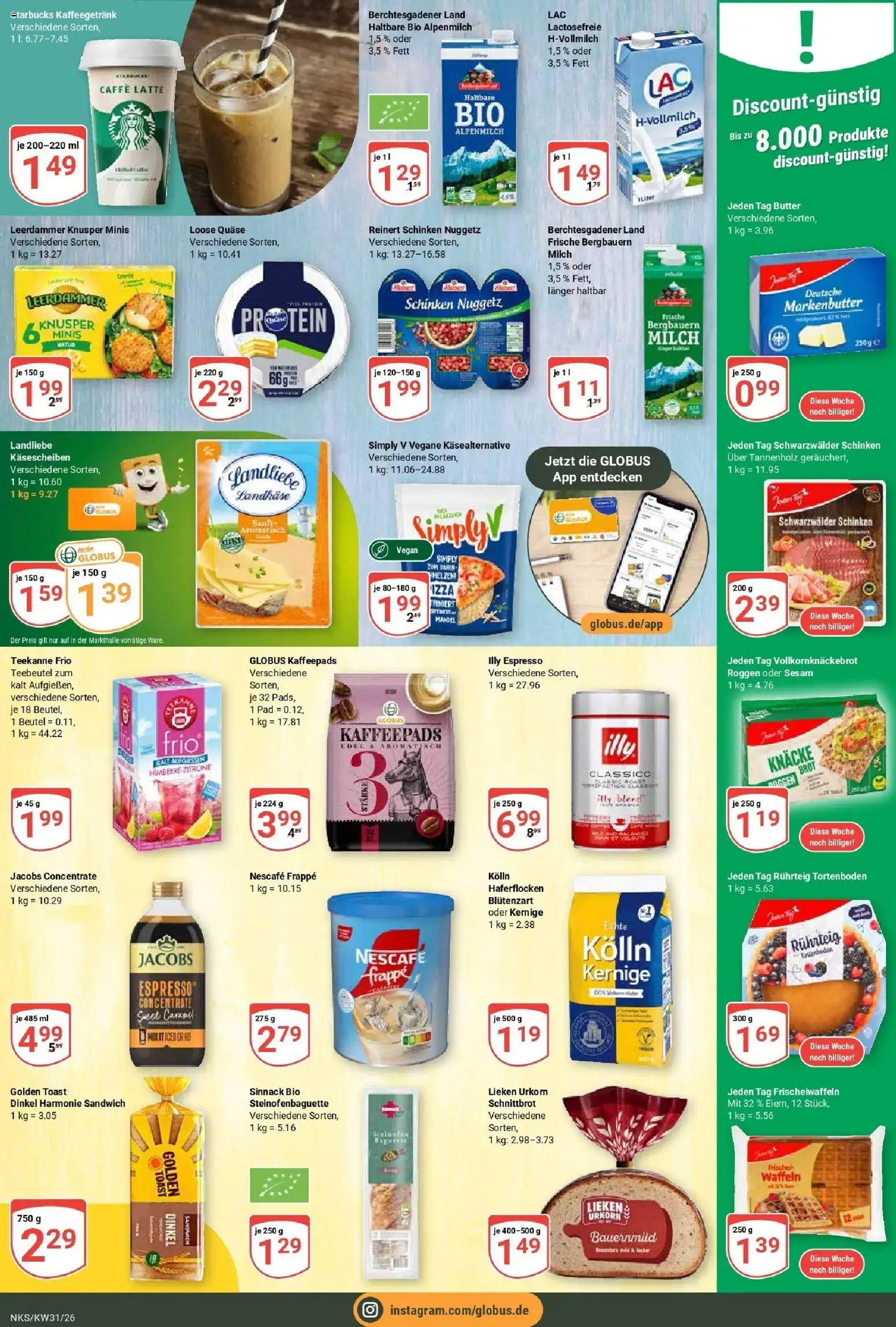 Globus Prospekt Neunkirchen – gültig ab 27.07.2026 | Seite: 12 | Produkte: Milch, Toast, Baguette, Schinken
