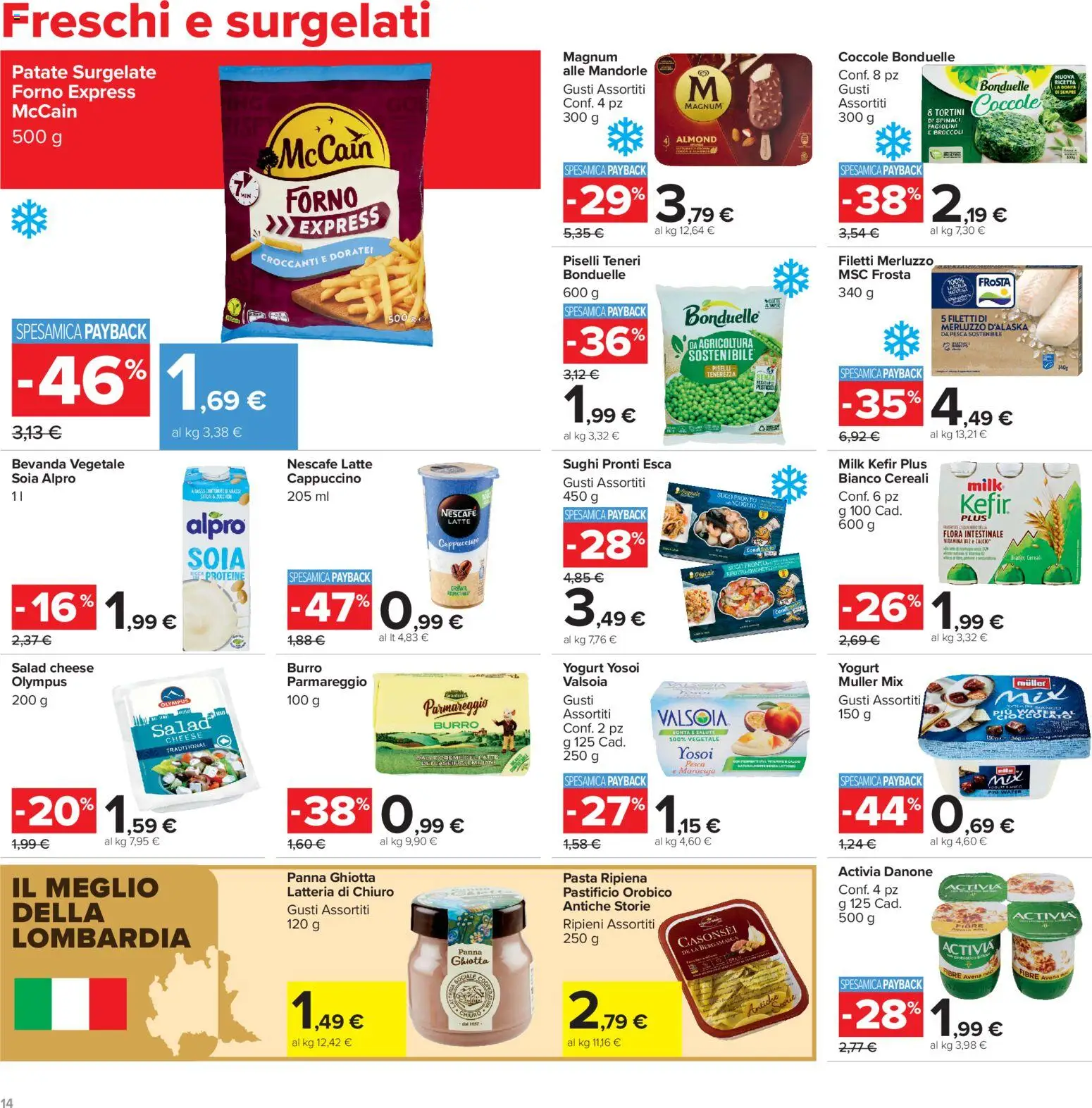 Volantino Carrefour del 04/09/2026 | Pagina: 14 | Prodotti: Cappuccino, Cereali, Magnum, Patate