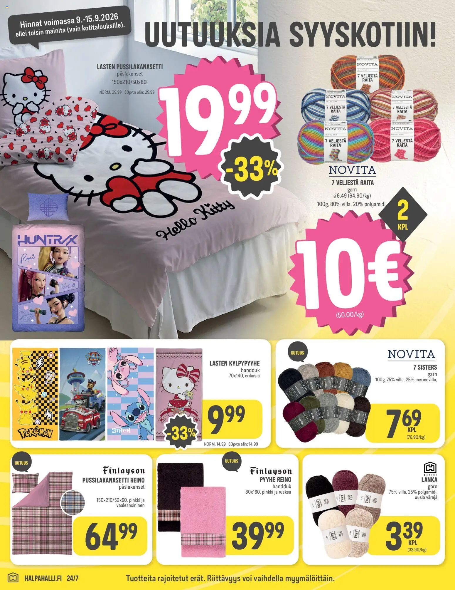 Halpa Halli tarjoukset – voimassa 09/09/2026 alkaen | Sivu: 8 | Tuotteet: Pussilakanasetti, Pyyhe, Voi