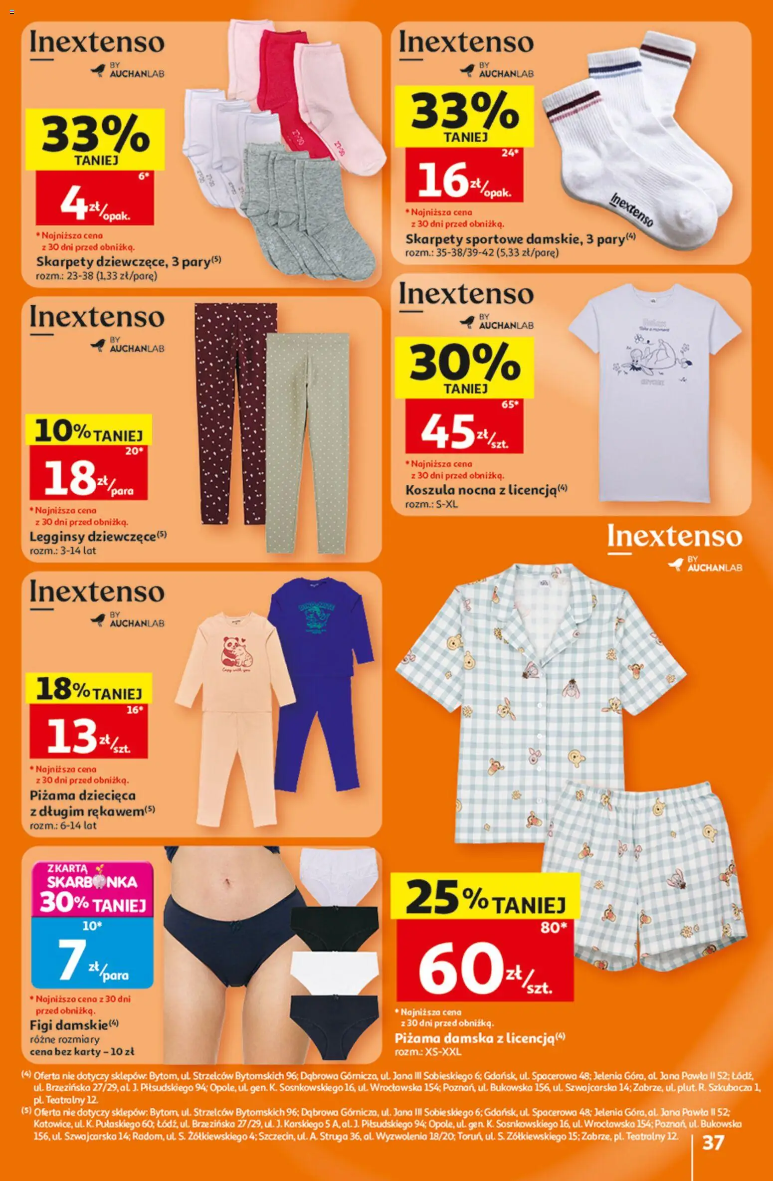 Auchan gazetka - 30 Lat Hipermarket od 23.07.2026 | Strona: 37 | Produkty: Koszula, Skarpety, Piżama, Legginsy