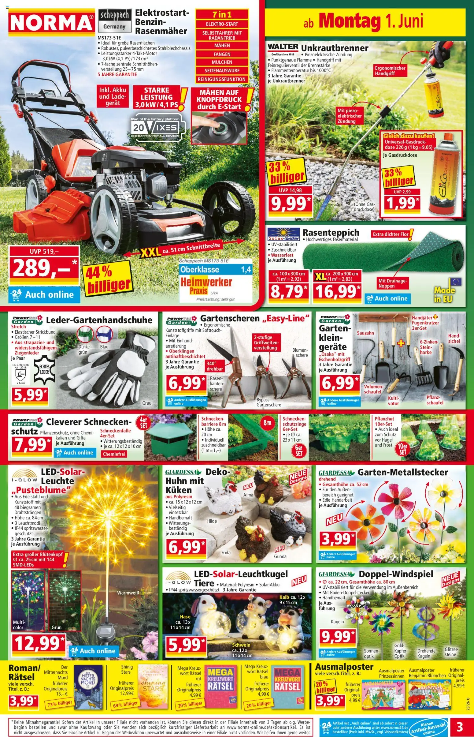 Norma Prospekt – gültig ab 01.06.2026 | Seite: 3 | Produkte: Rasenmäher, Blumen
