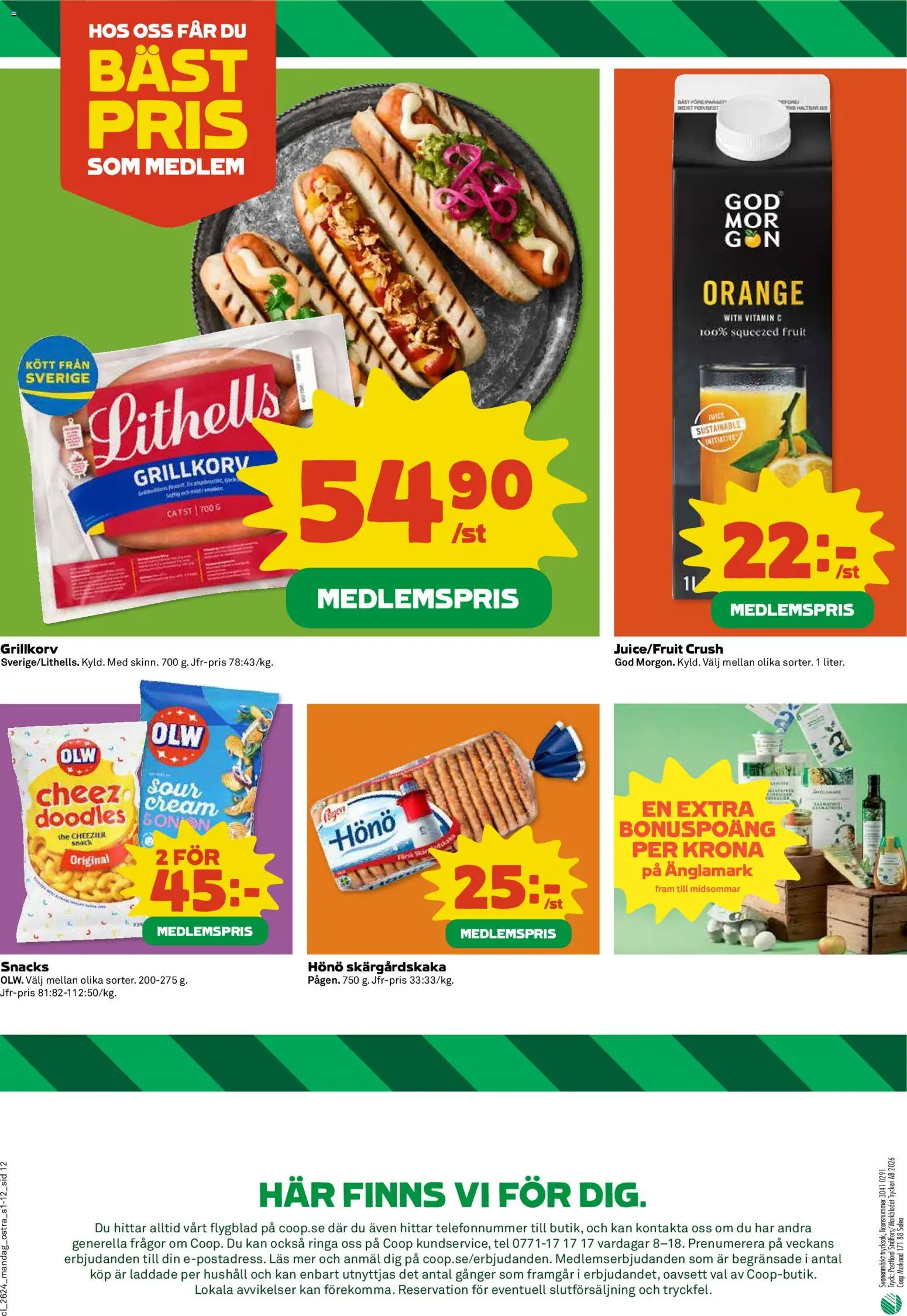 Coop Daglivs reklamblad aktuell från 08.06.2026 | Sida: 12 | Produkter: Grillkorv