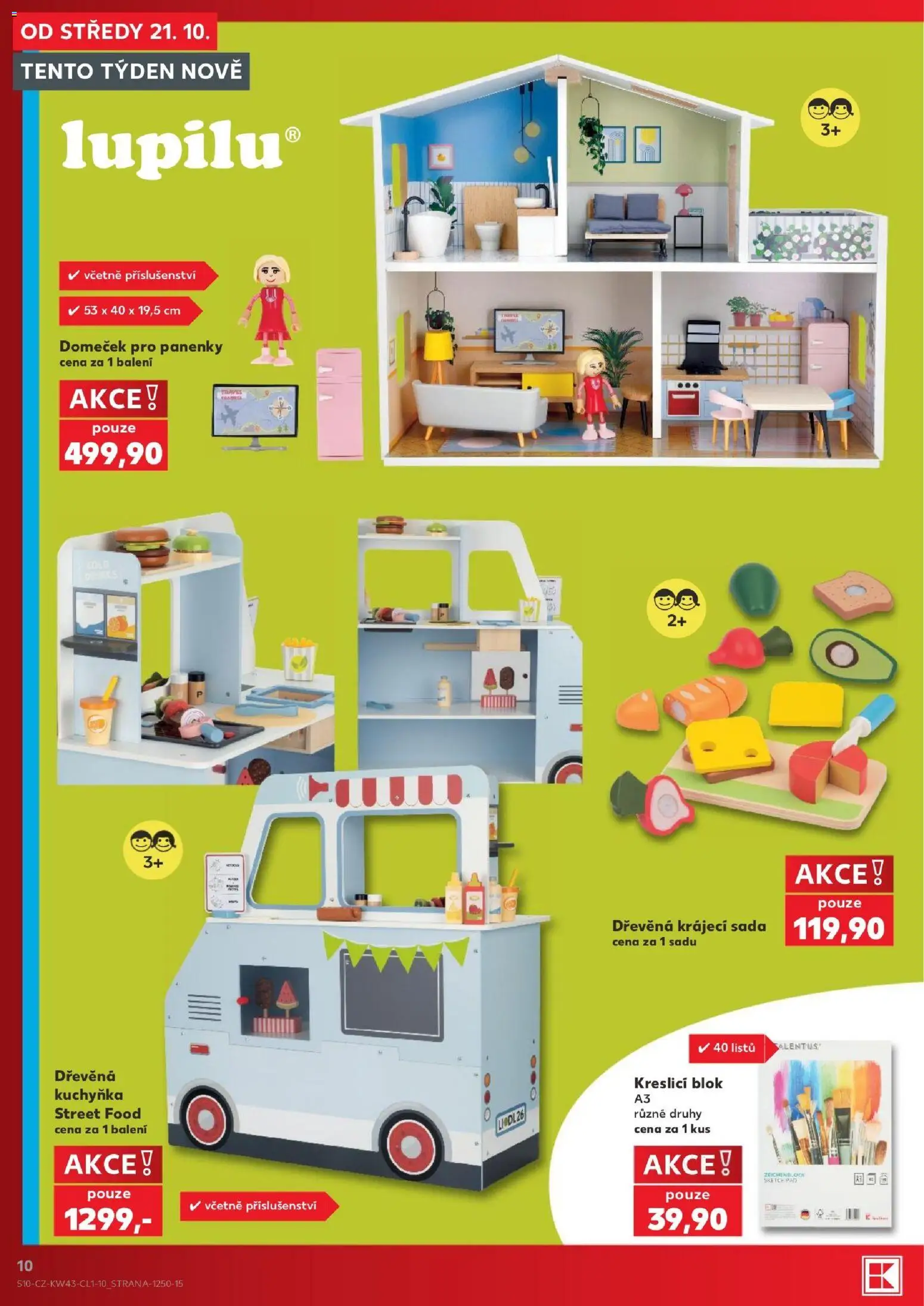 Kaufland leták - Ostrava od 21.10.2026 | Strana: 10 | Produkty: Kuchyňka, Dřevěná kuchyňka, Blok, Domeček pro panenky