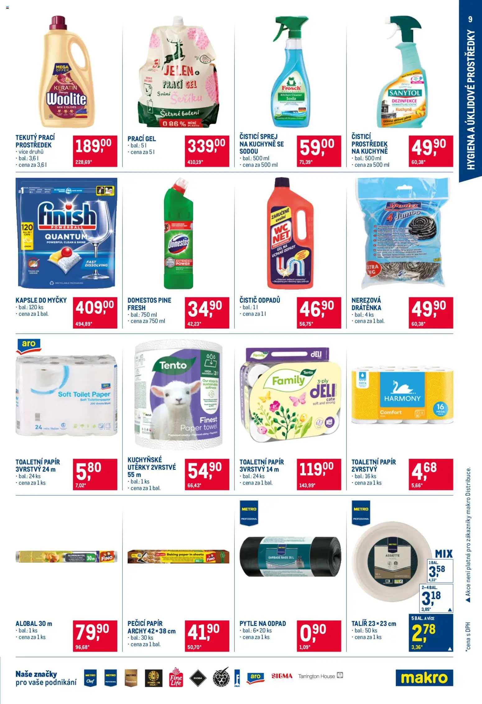 Makro leták - Nepotravinové zboží od 08.04.2026 | Strana: 9 | Produkty: Jelen, Domestos, Kuchyně, Aktivní pěna